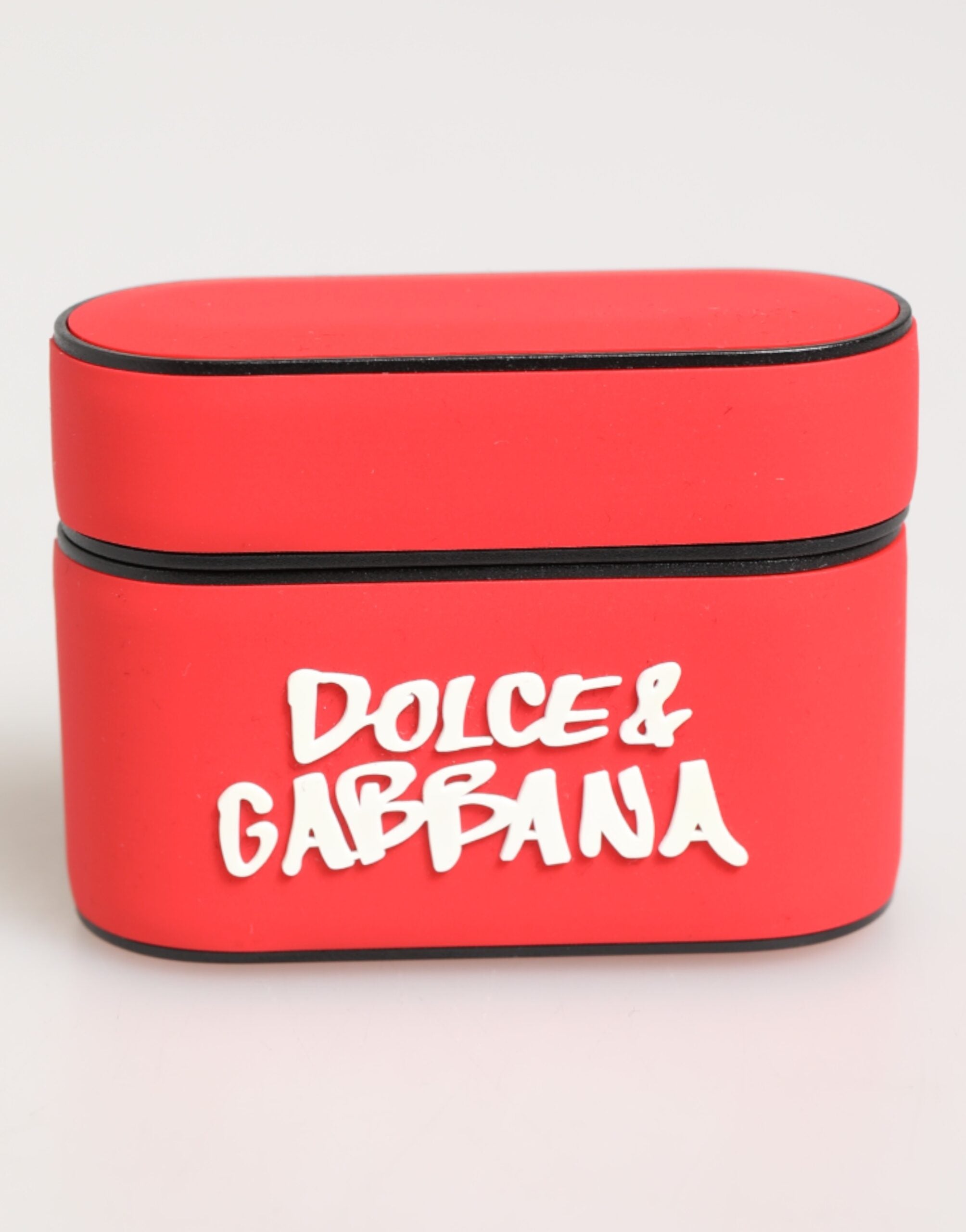 Red PVC DG Logo Embossed Men Flip Holder  Airpods Case - ventzia