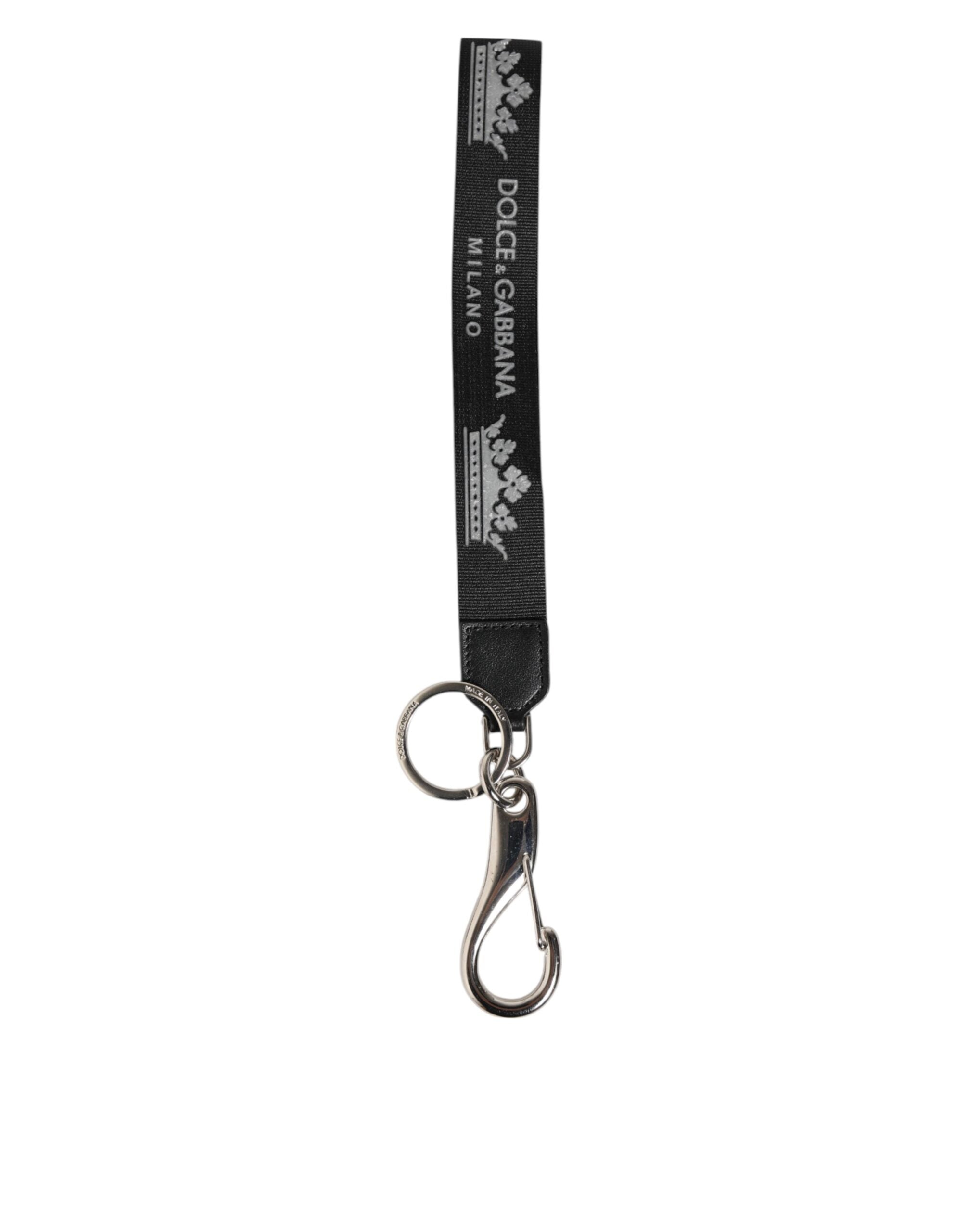 Black Silver Nylon DG Crown Men's Holder Keychain Keyring - ventzia