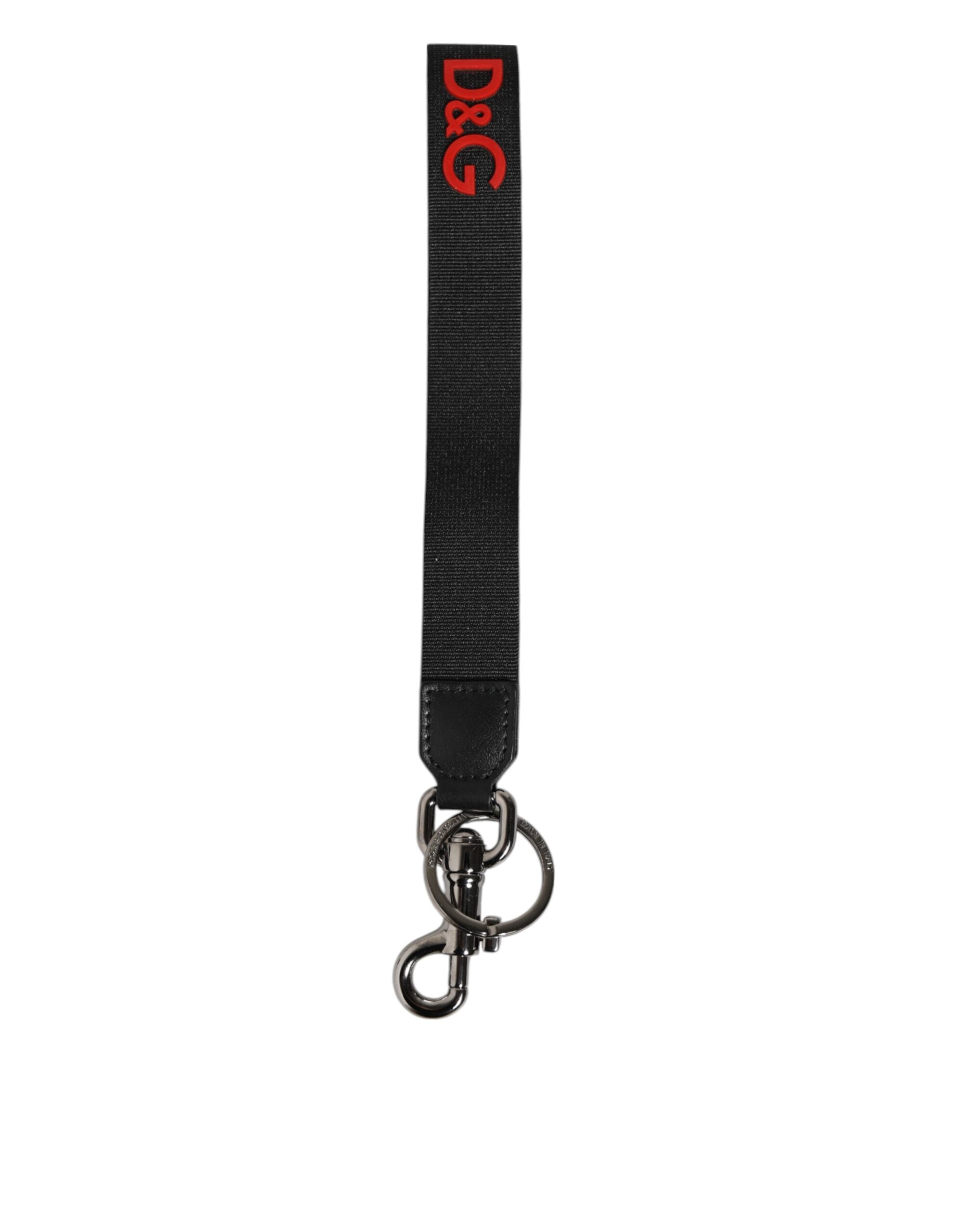 Black Red Logo Polyester Brass Holder Keychain Keyring - ventzia