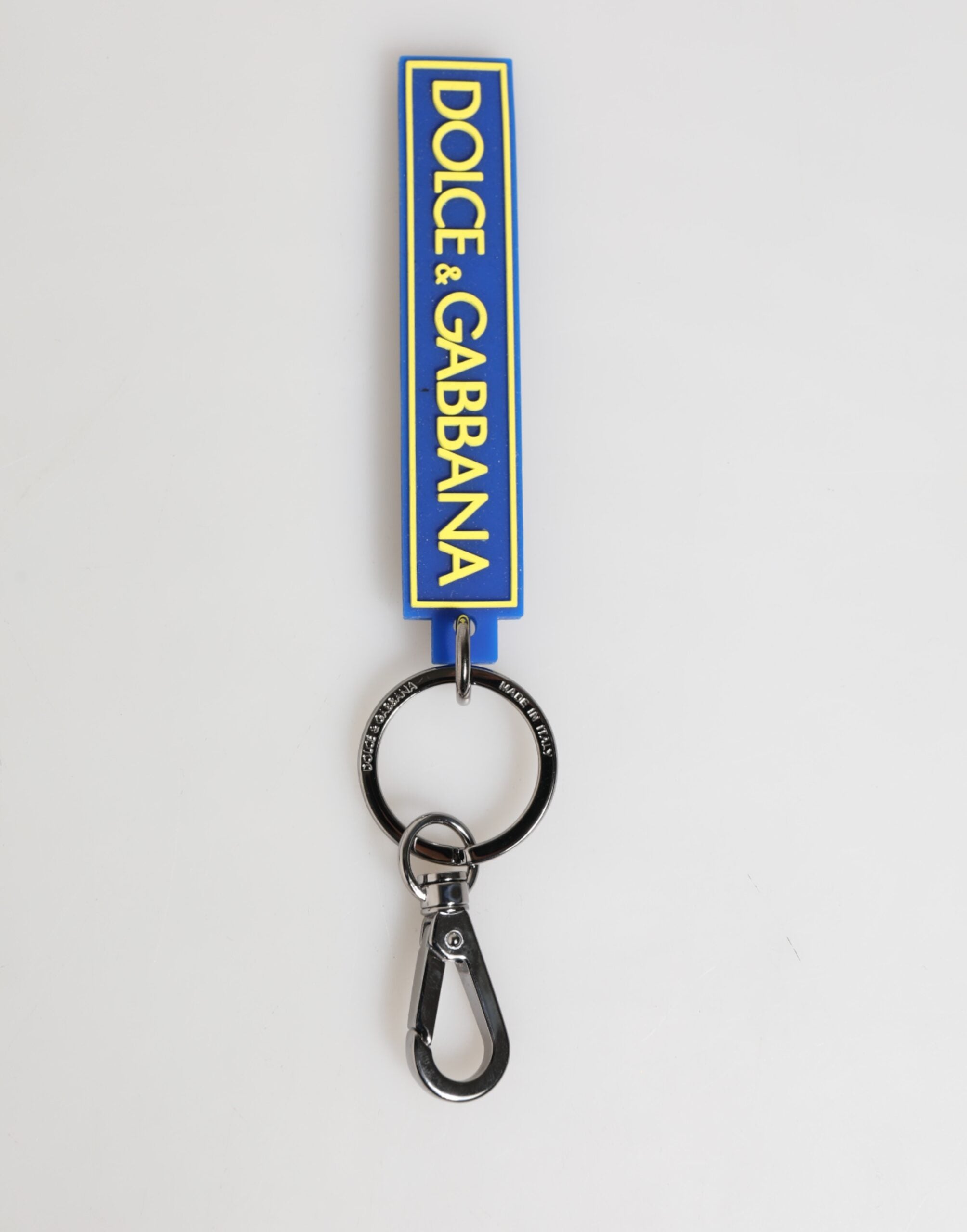 Blue Yellow DG Rubber Logo Silver Men's Holder Keyring - ventzia