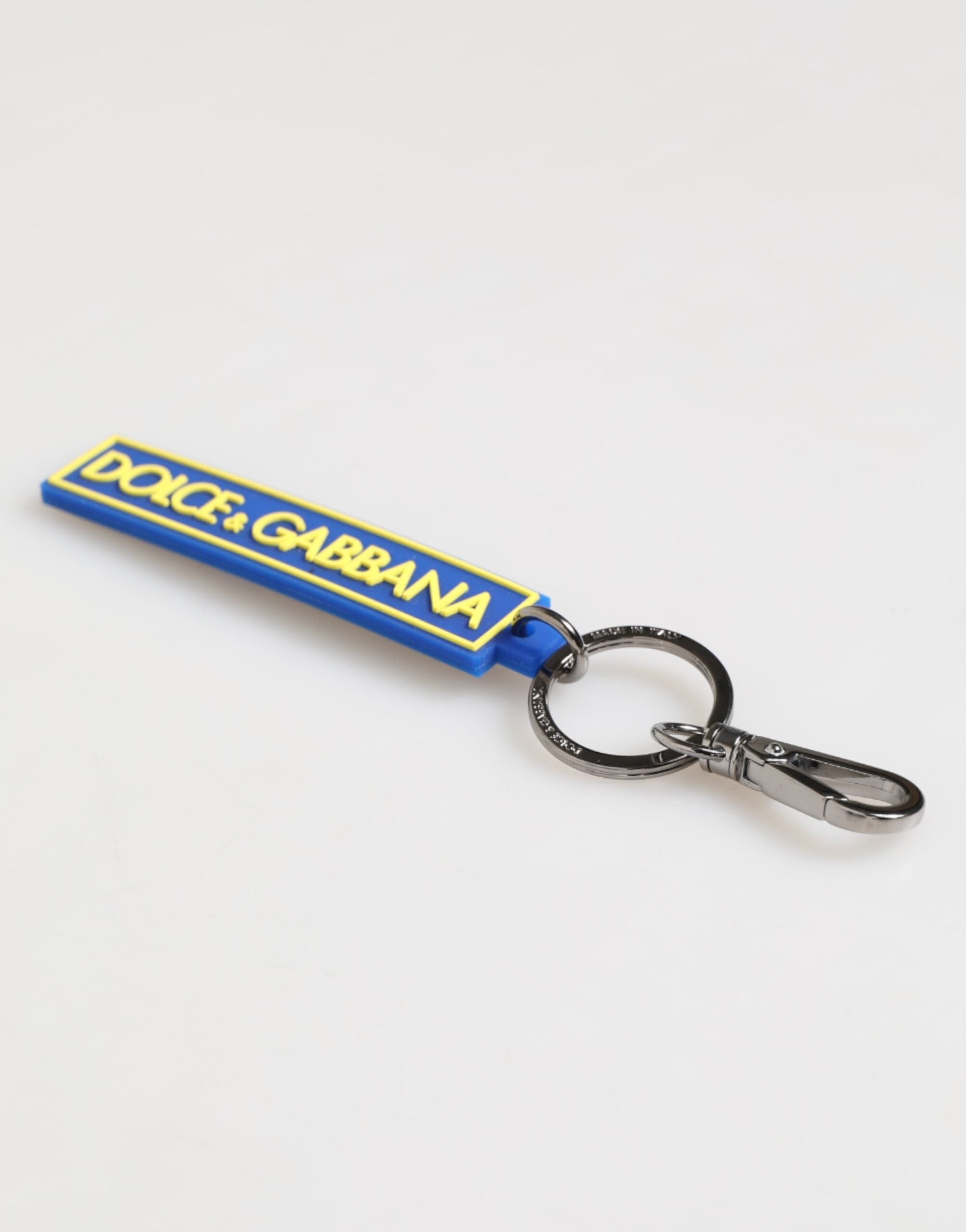 Blue Yellow DG Rubber Logo Silver Men's Holder Keyring - ventzia