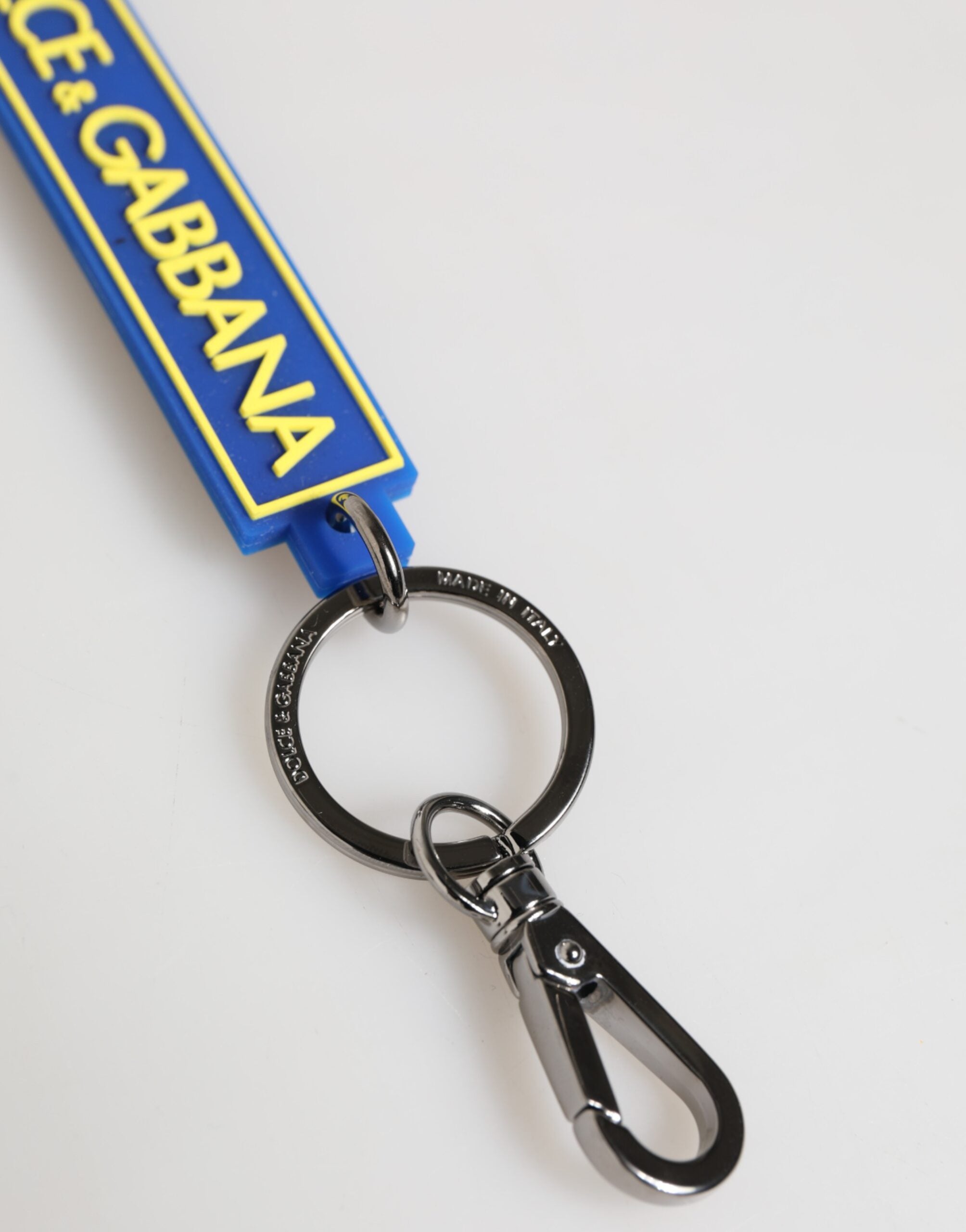 Blue Yellow DG Rubber Logo Silver Men's Holder Keyring - ventzia