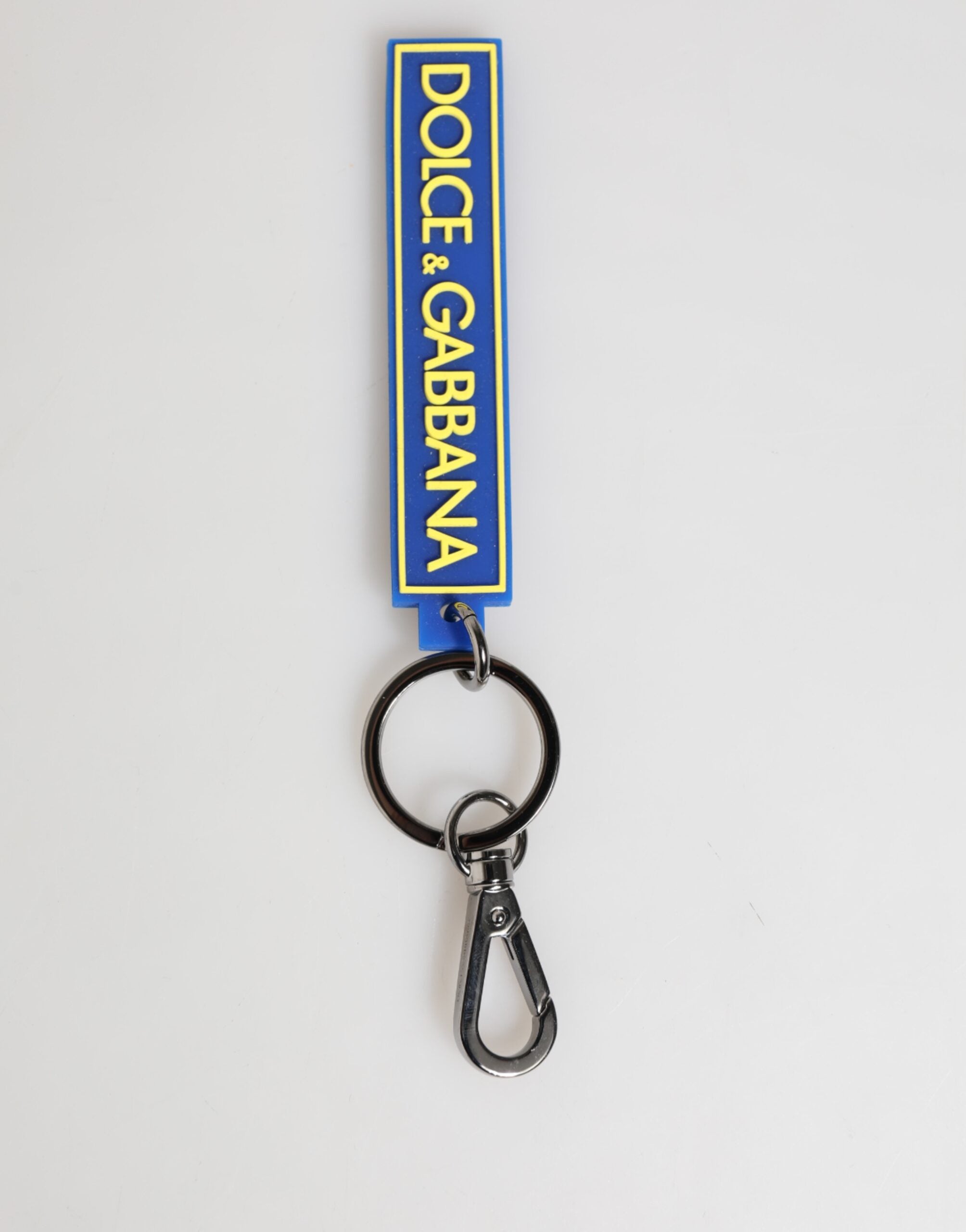 Blue Yellow DG Rubber Logo Silver Men's Holder Keyring - ventzia