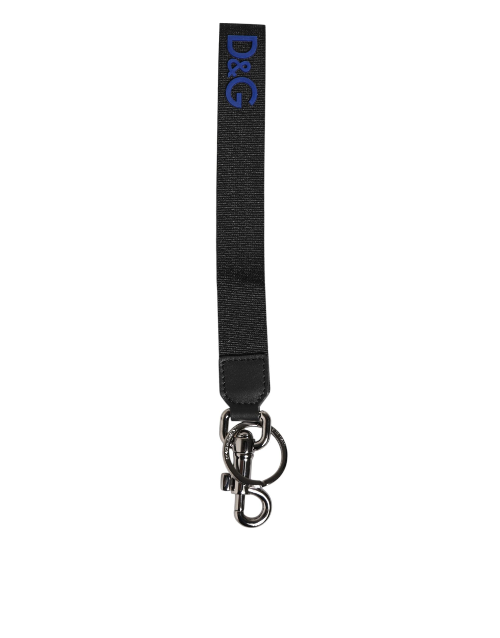Black Blue DG Logo Polyester Brass Holder Keychain Keyring - ventzia