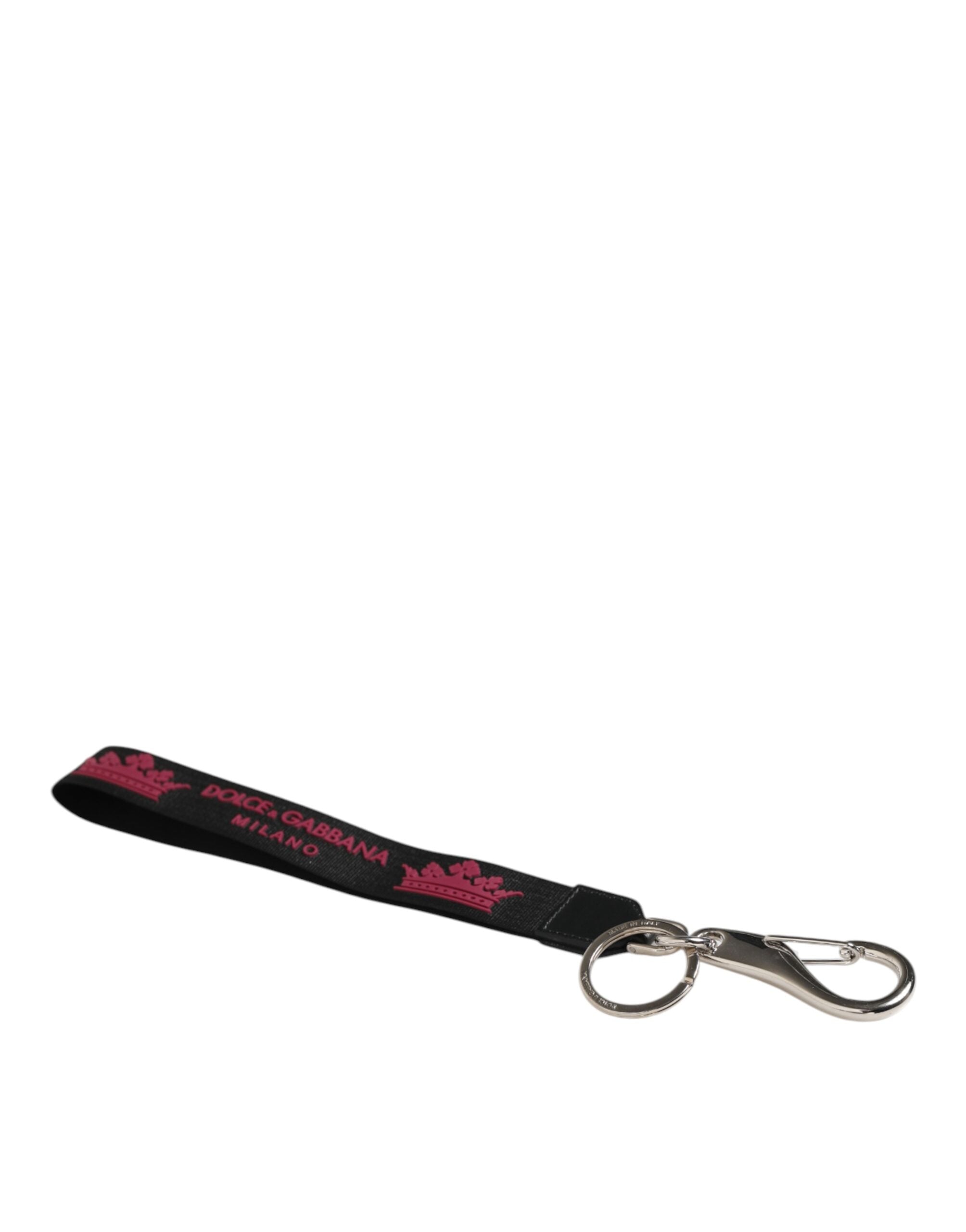 Black Burgundy Nylon DG Logo Crown Holder Keychain Keyring - ventzia