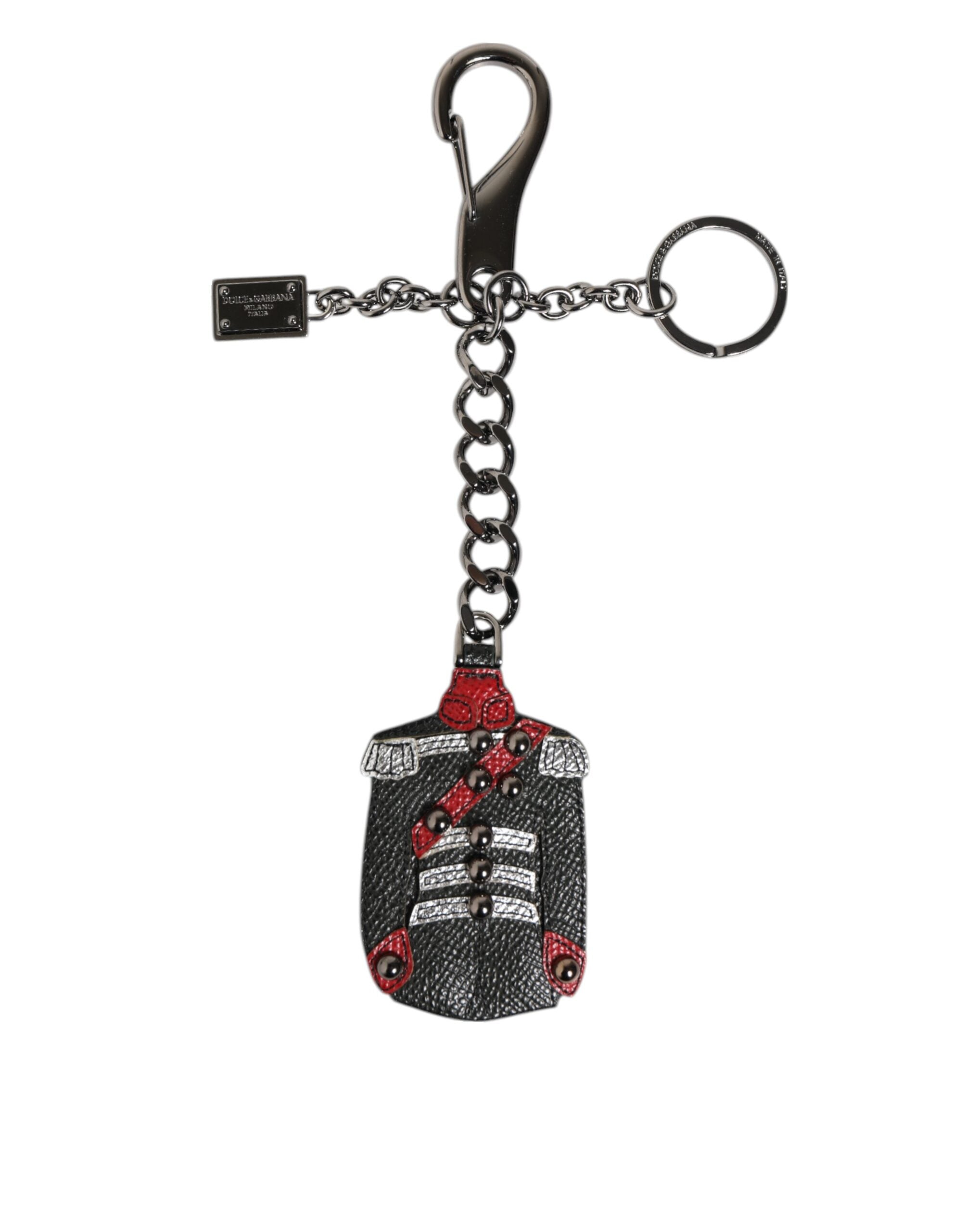 Black Red Military Leather Patch DG Logo Keychain Keyring - ventzia