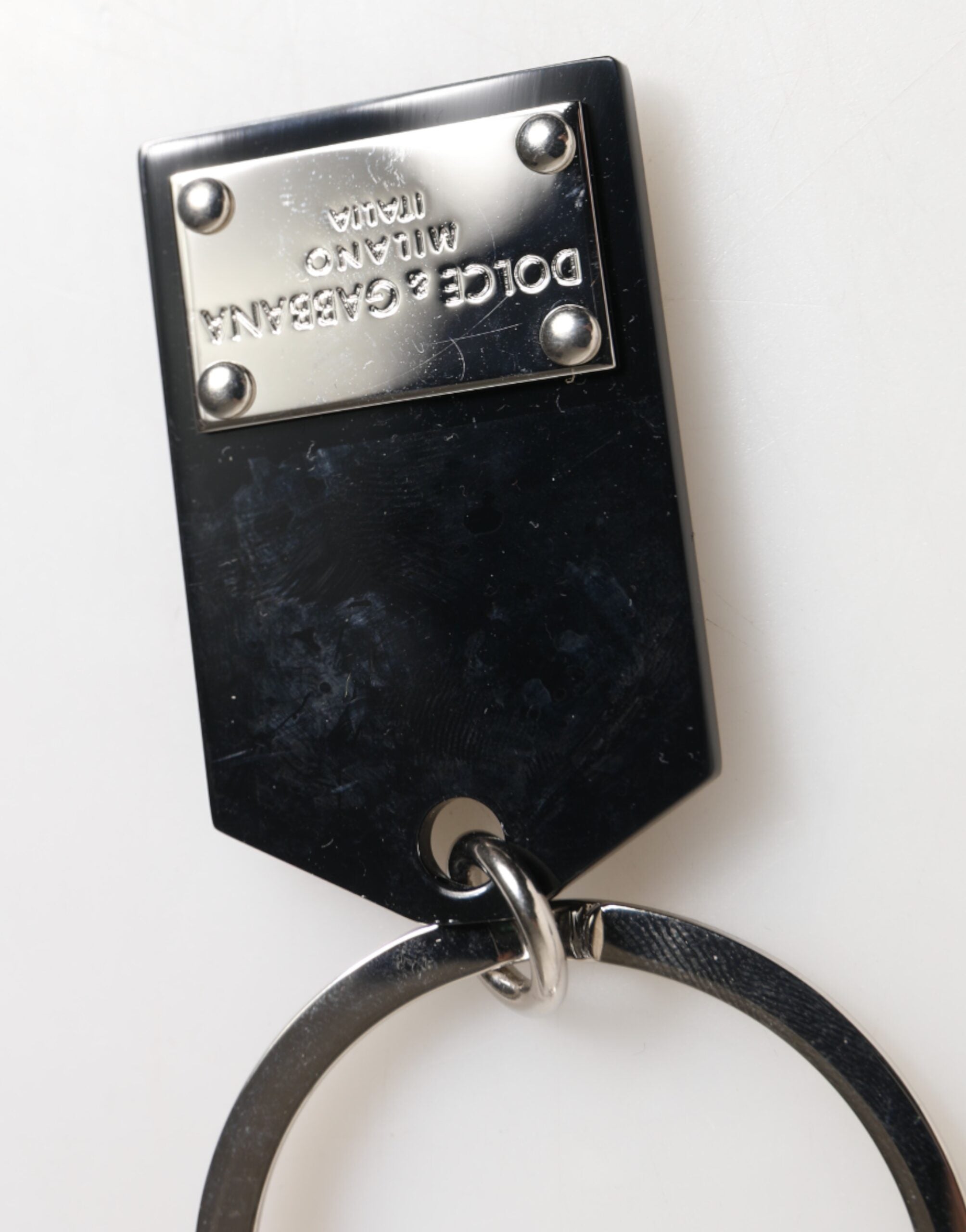 Black Sint Glass Plaque DG Logo Metal PlateKeychain Keyring - ventzia