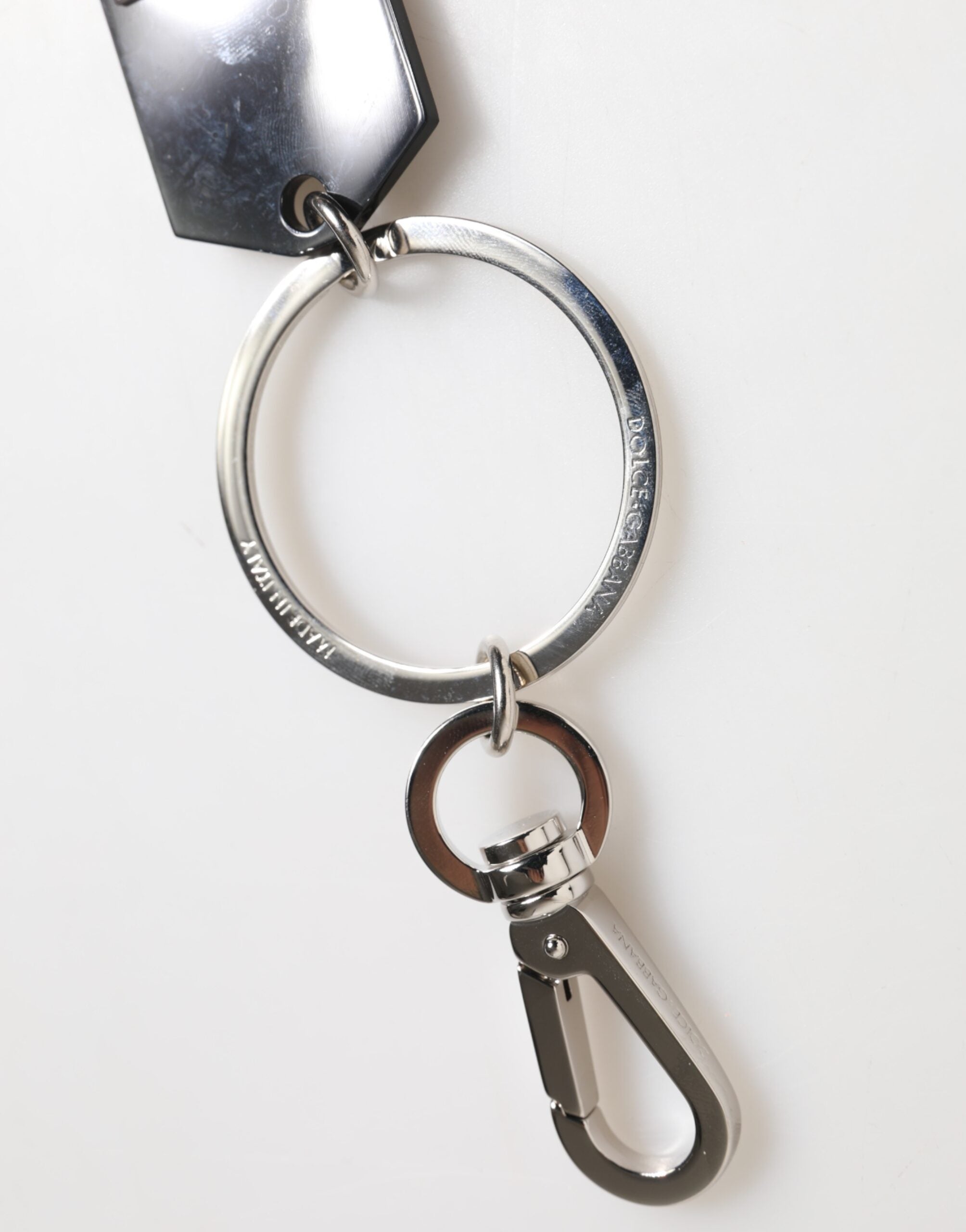Black Sint Glass Plaque DG Logo Metal PlateKeychain Keyring - ventzia