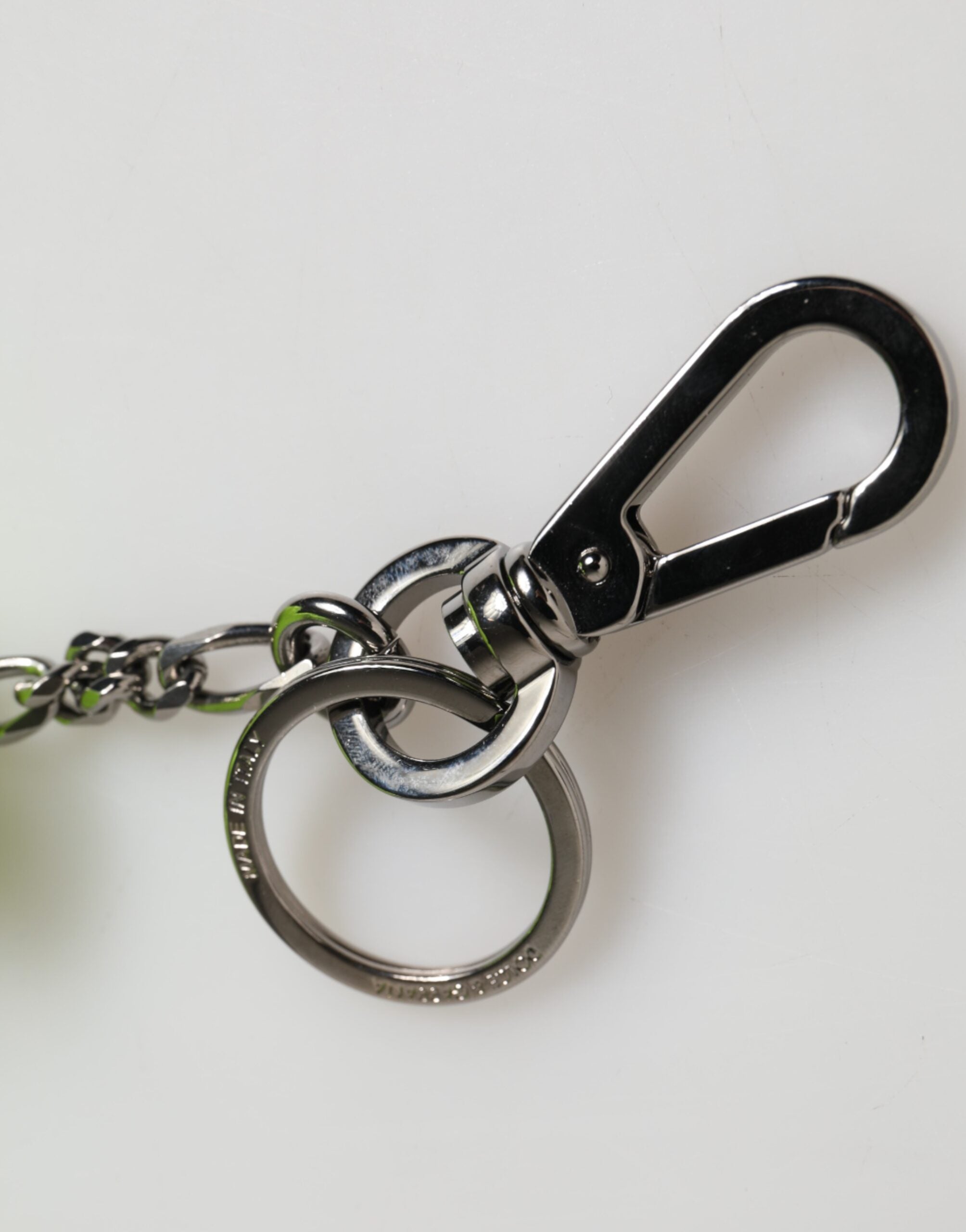 Neon Green Bear Embroidered Logo Men Keychain Clasp  Keyring - ventzia