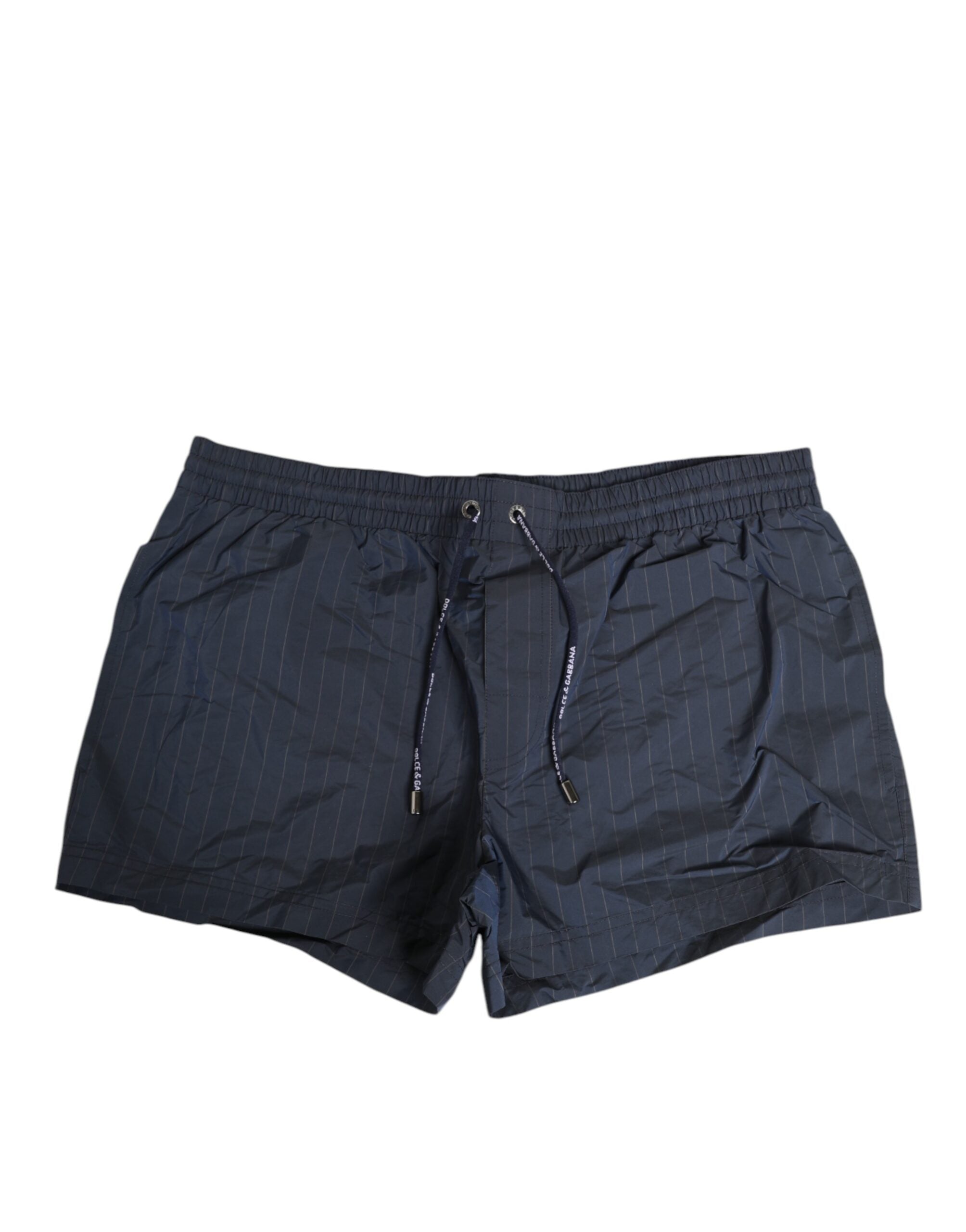 Navy Blue Polyester Nylon Pinstripe Men's Swimwear - ventzia
