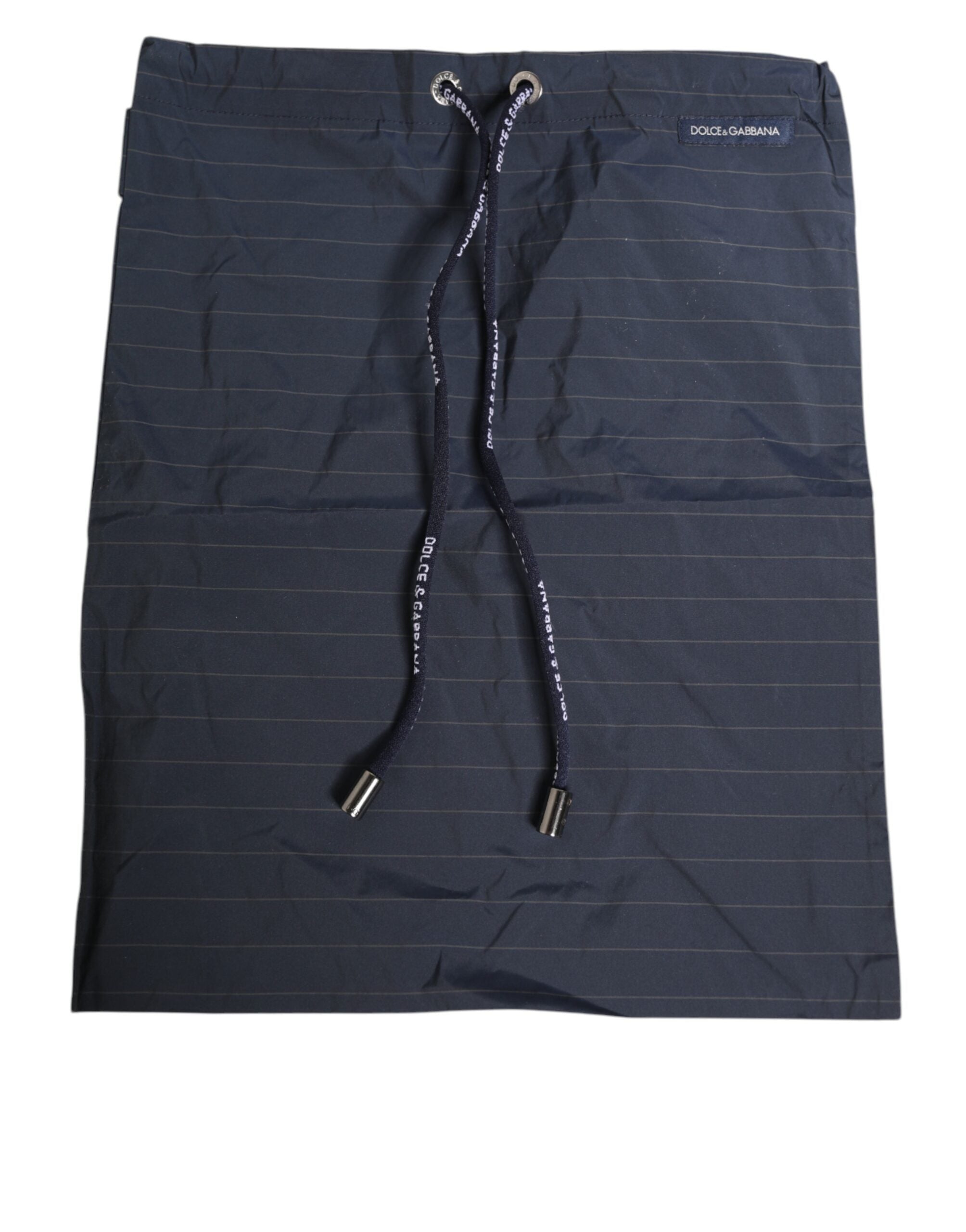 Navy Blue Polyester Nylon Pinstripe Men's Swimwear - ventzia