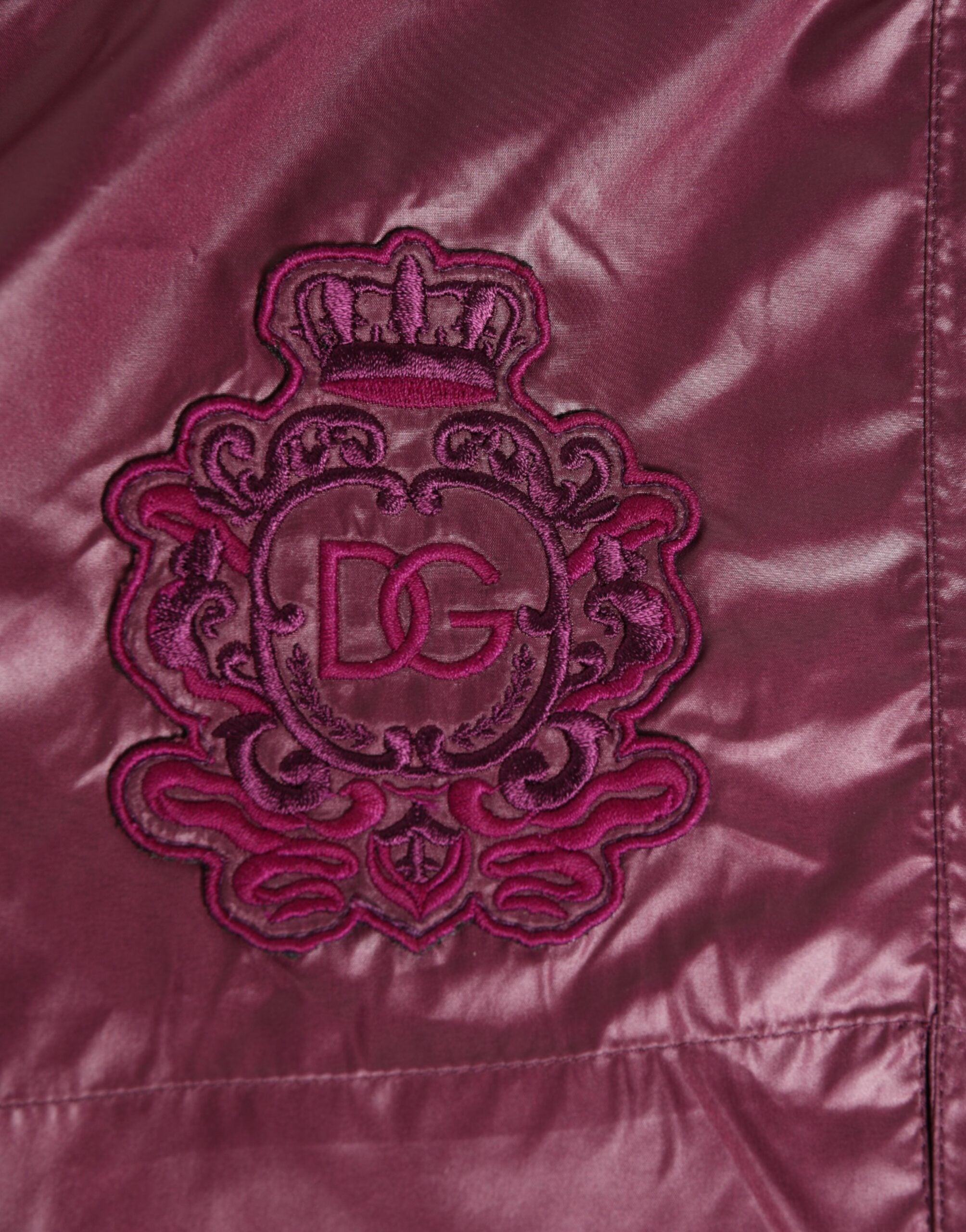 Burgundy Polyester Logo Embossed Crest Swimwear - ventzia
