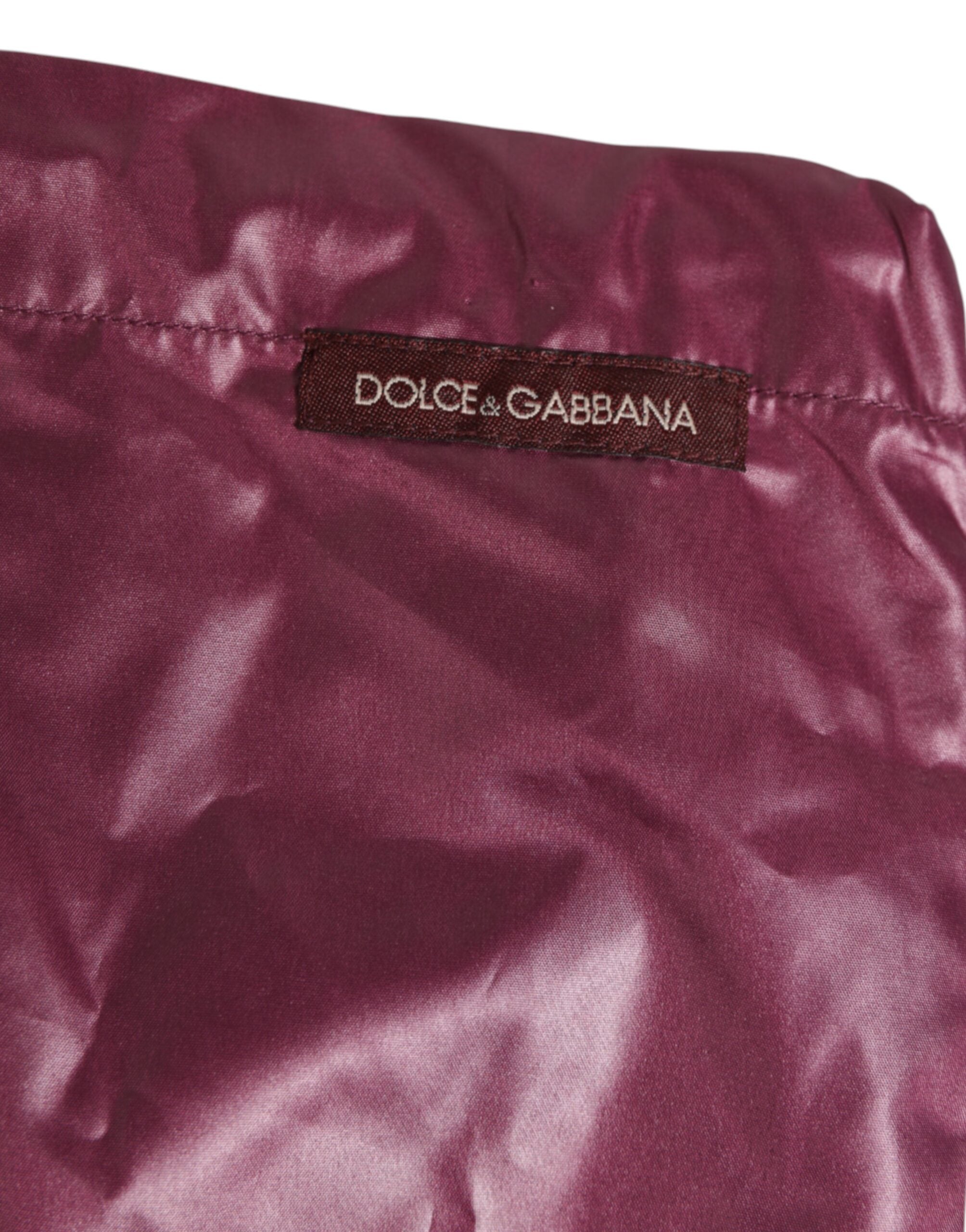 Burgundy Polyester Logo Embossed Crest Swimwear - ventzia