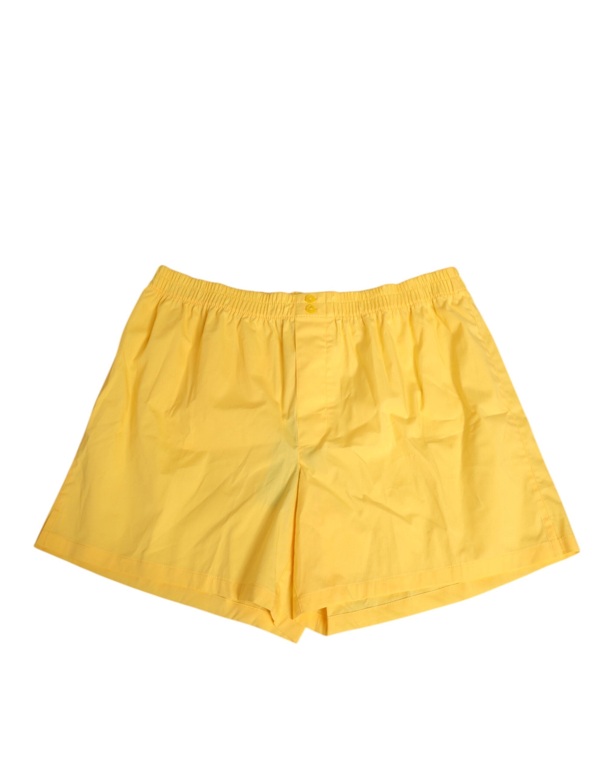 Yellow Cotton Elastic Waistband Short Swimwear - ventzia