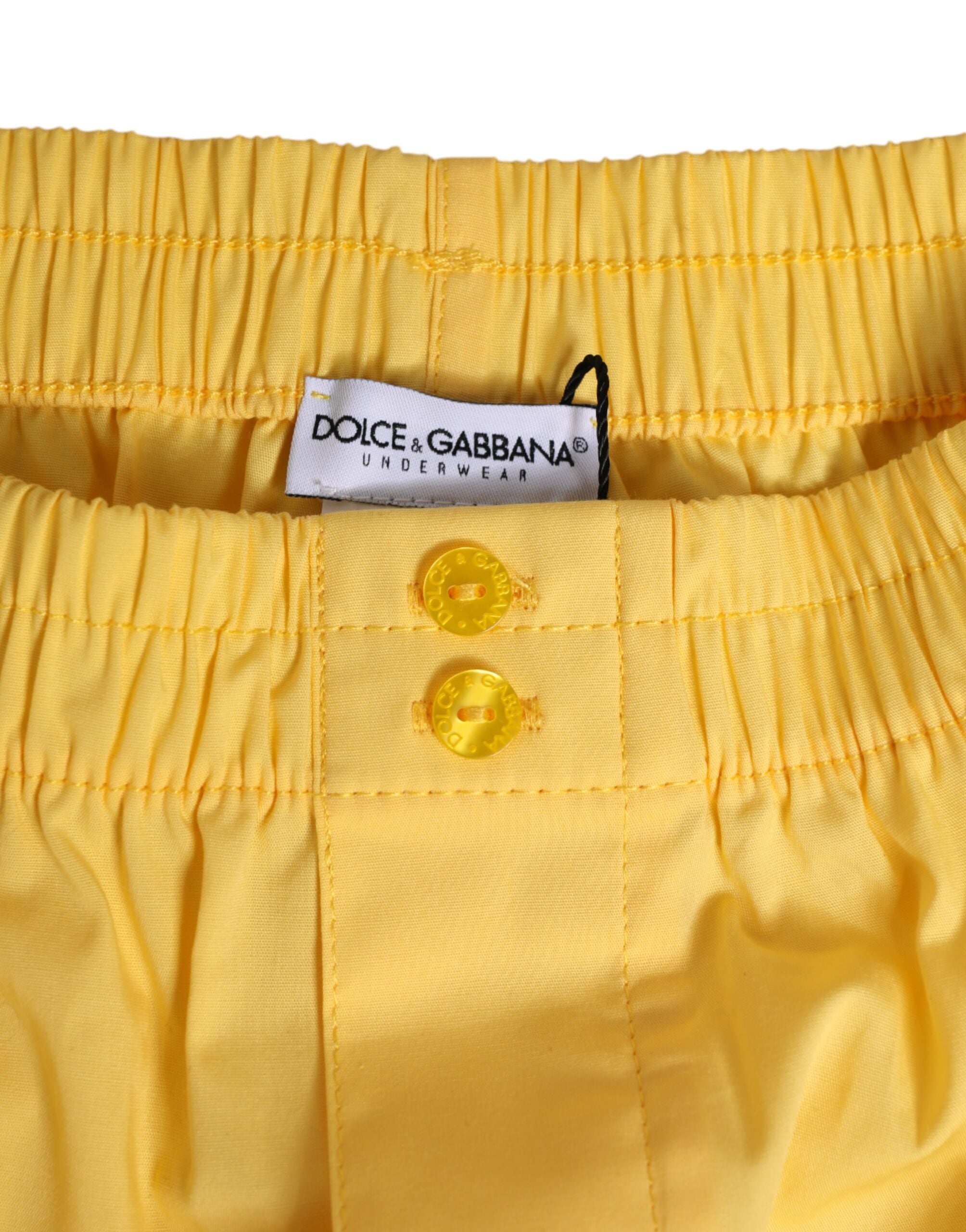 Yellow Cotton Elastic Waistband Short Swimwear - ventzia