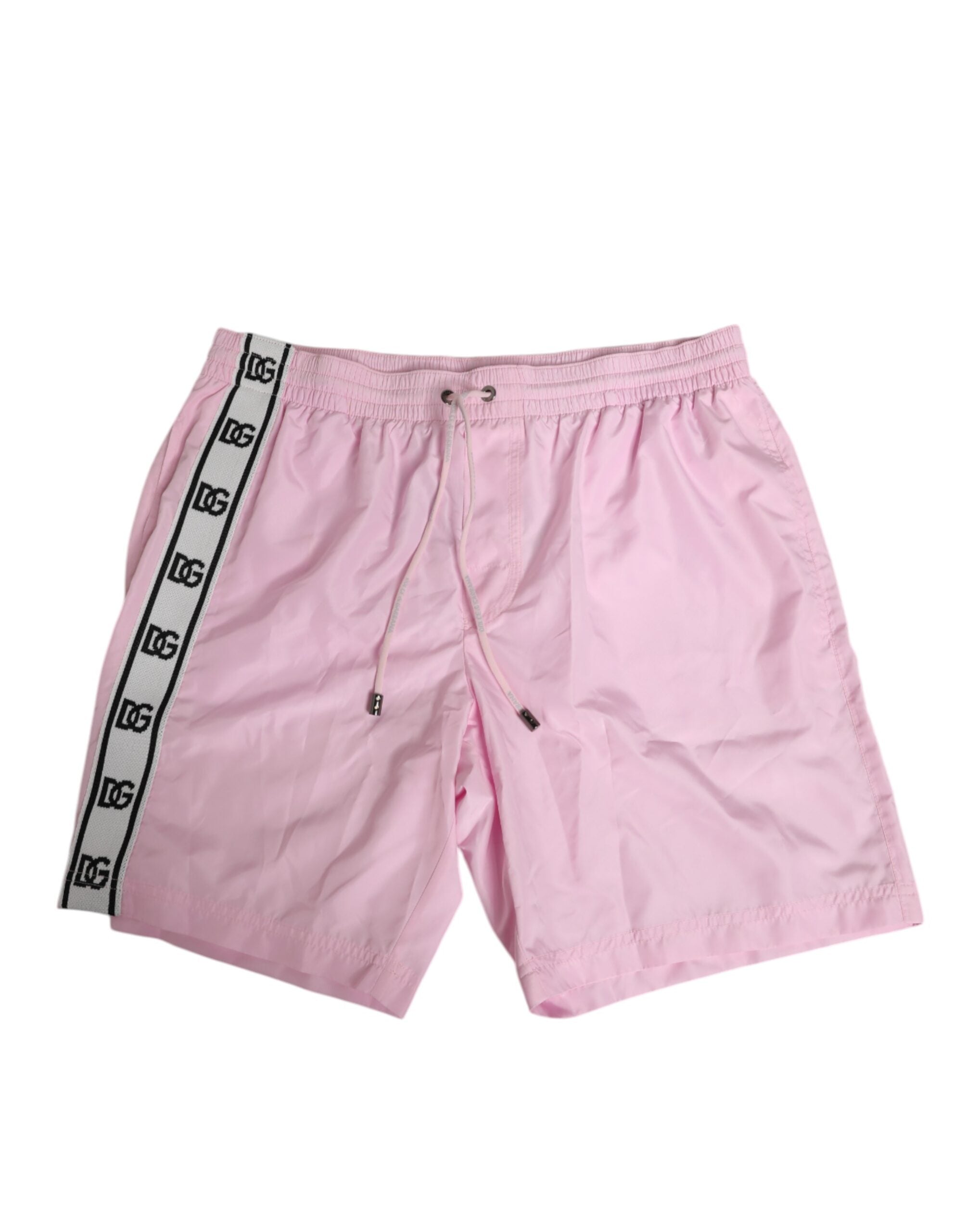 Pink Nylon Logo Side Stripe Beachwear Men Swimwear - ventzia