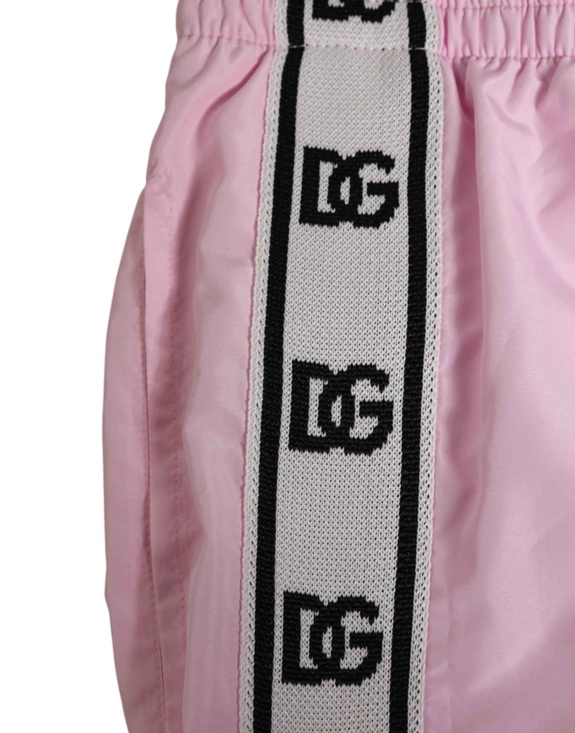 Pink Nylon Logo Side Stripe Beachwear Men Swimwear - ventzia