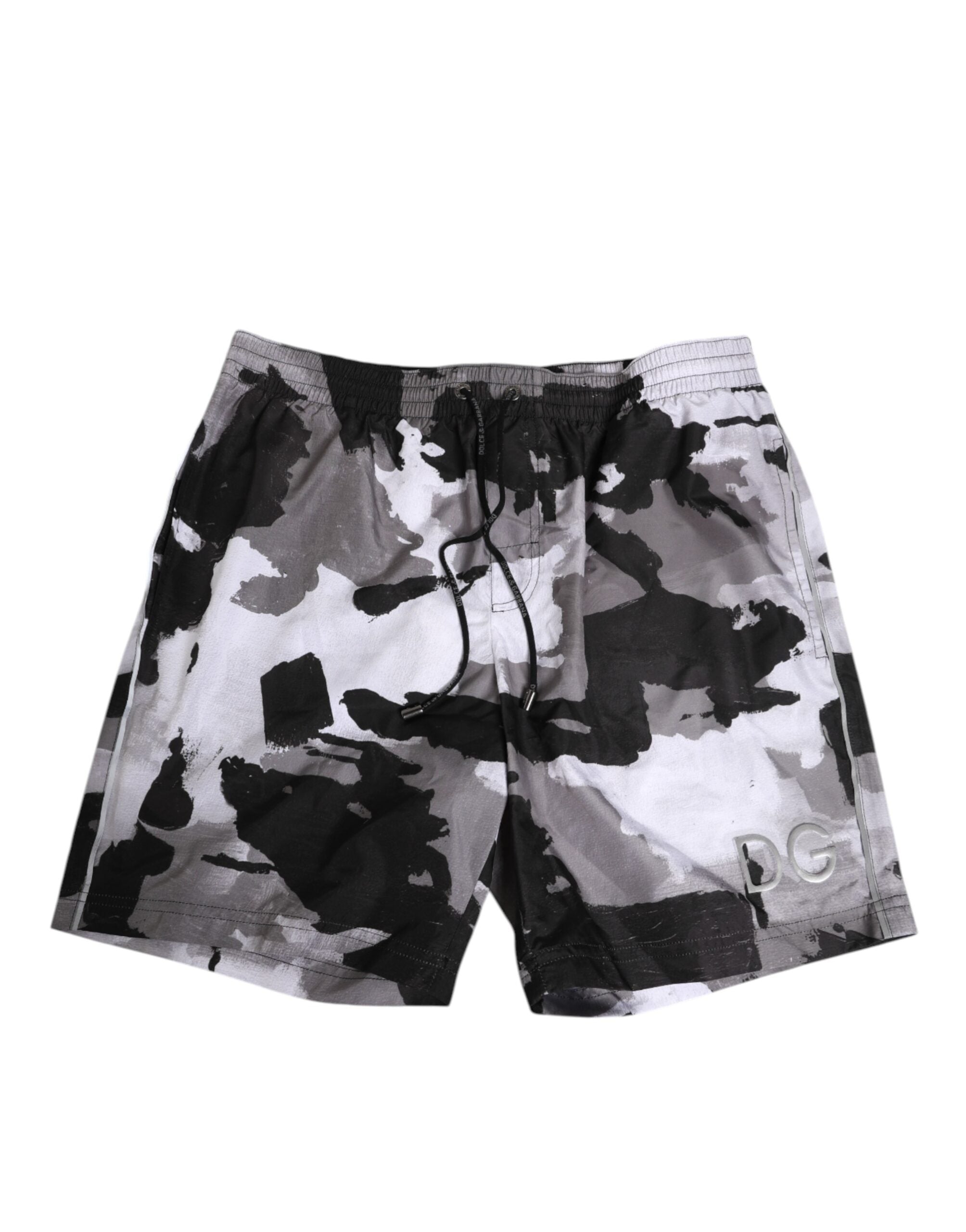 Black White Camouflage DG Logo Men Swimwear - ventzia