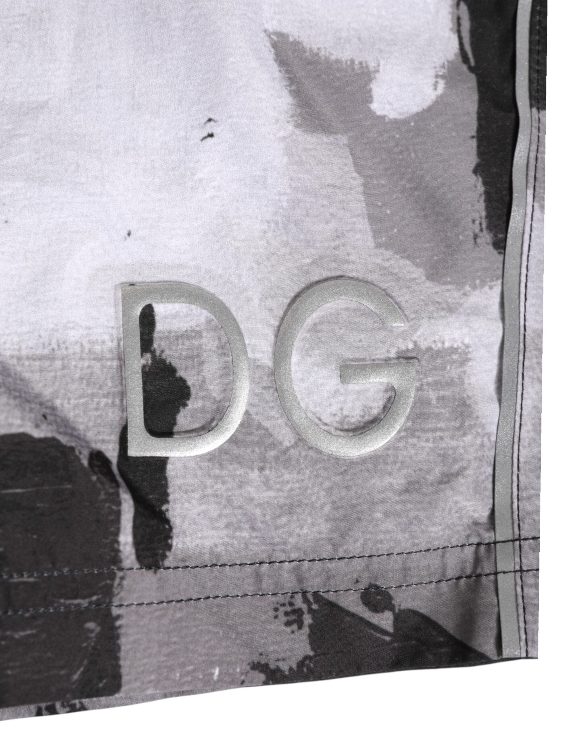 Black White Camouflage DG Logo Men Swimwear - ventzia
