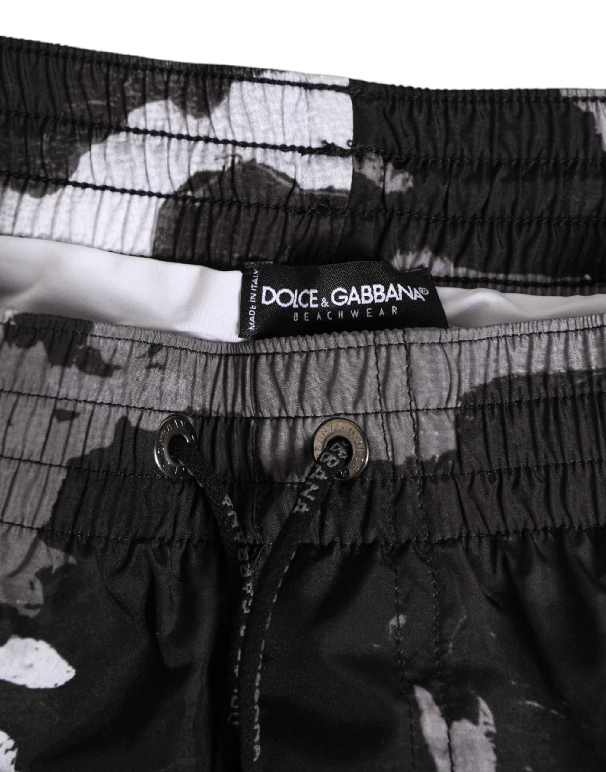 Black White Camouflage DG Logo Men Swimwear - ventzia