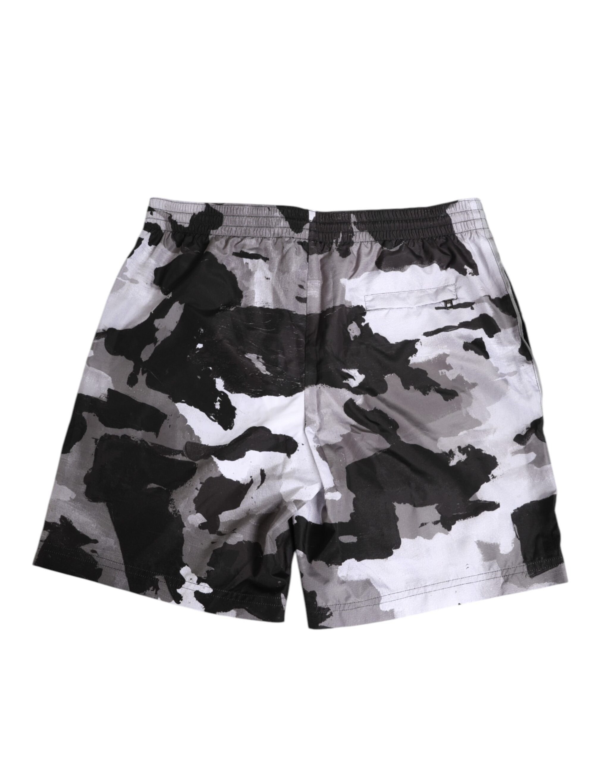 Black White Camouflage DG Logo Men Swimwear - ventzia