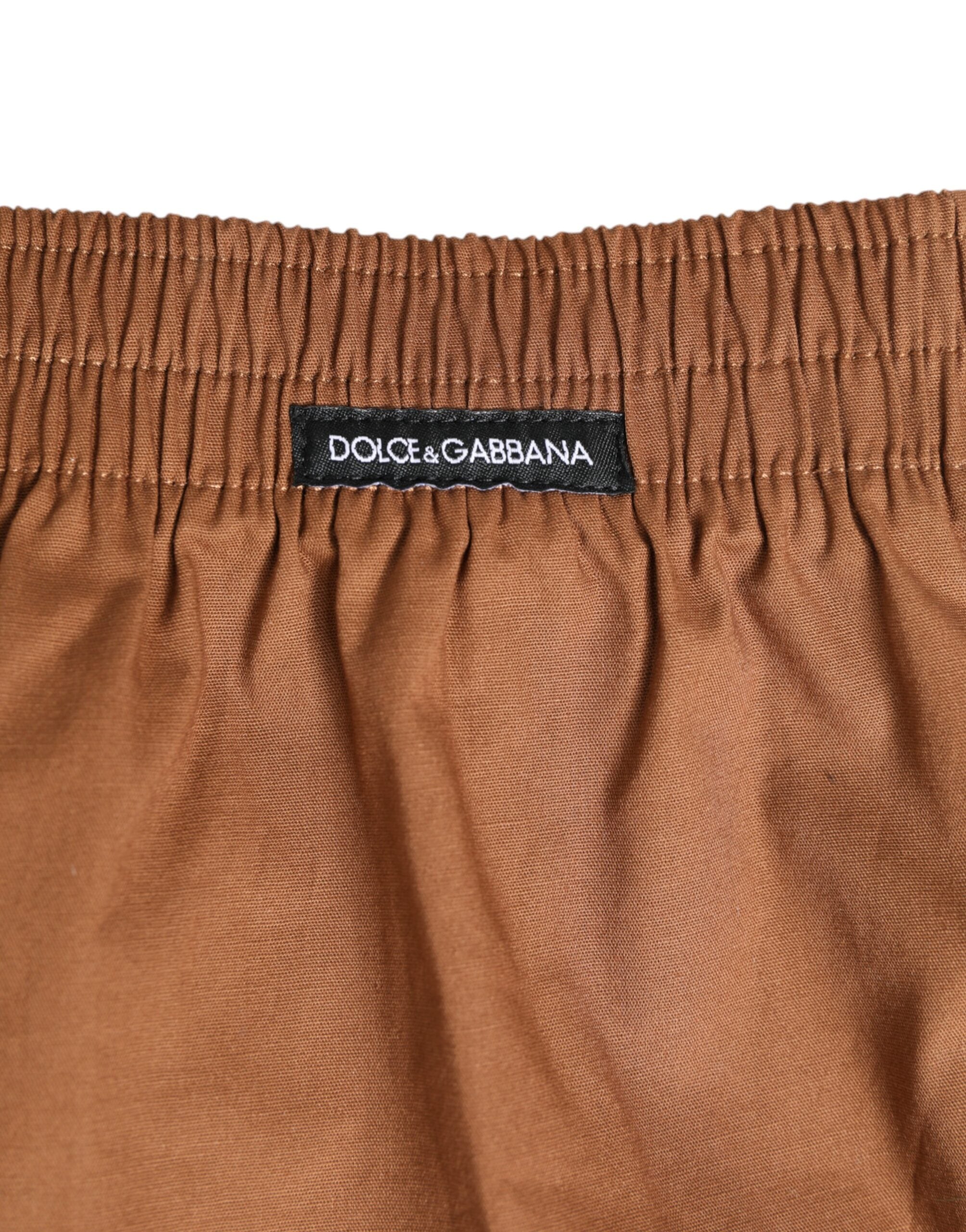 Brown Cotton Boxer Waistband Short Swimwear - ventzia