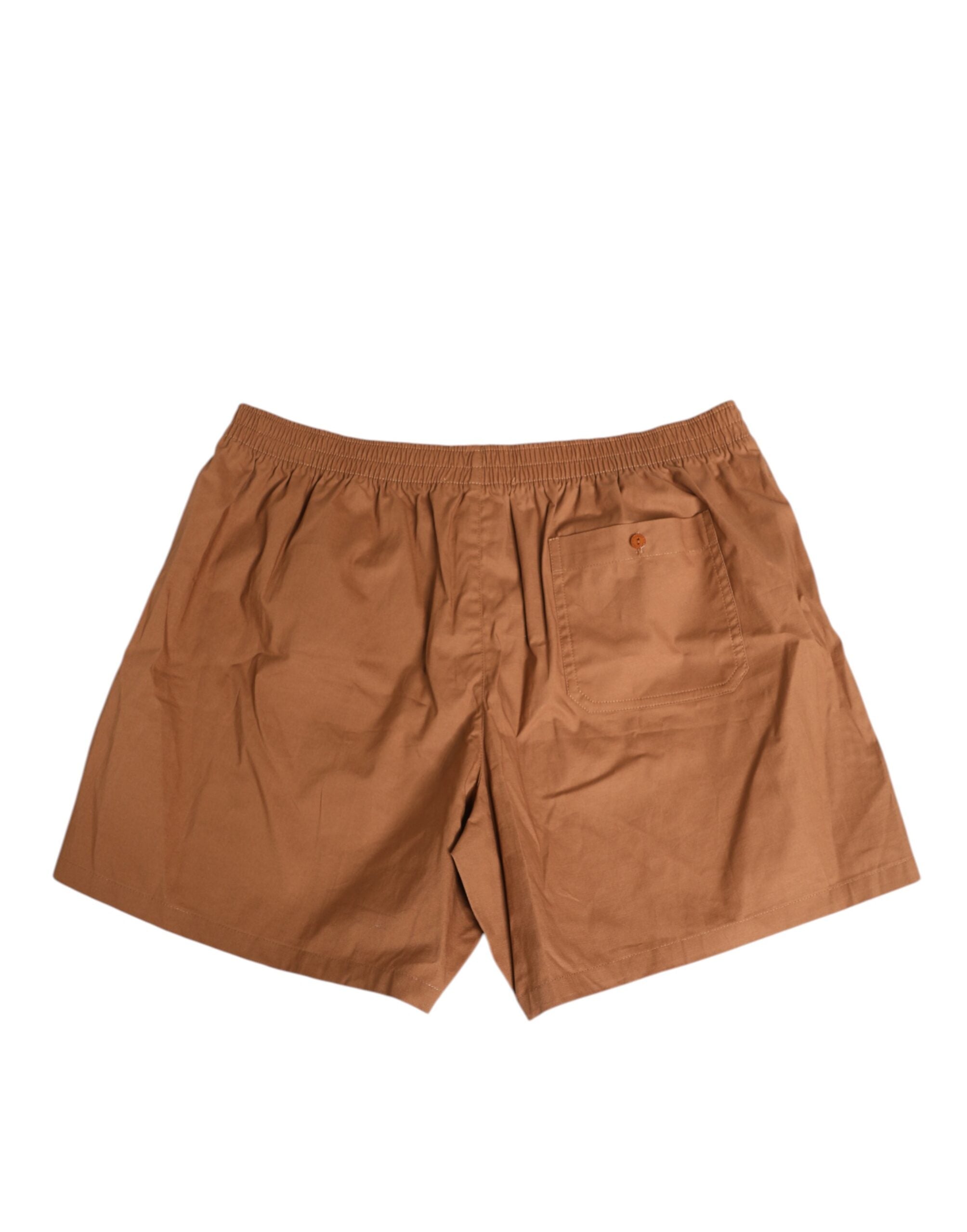 Brown Cotton Boxer Waistband Short Swimwear - ventzia