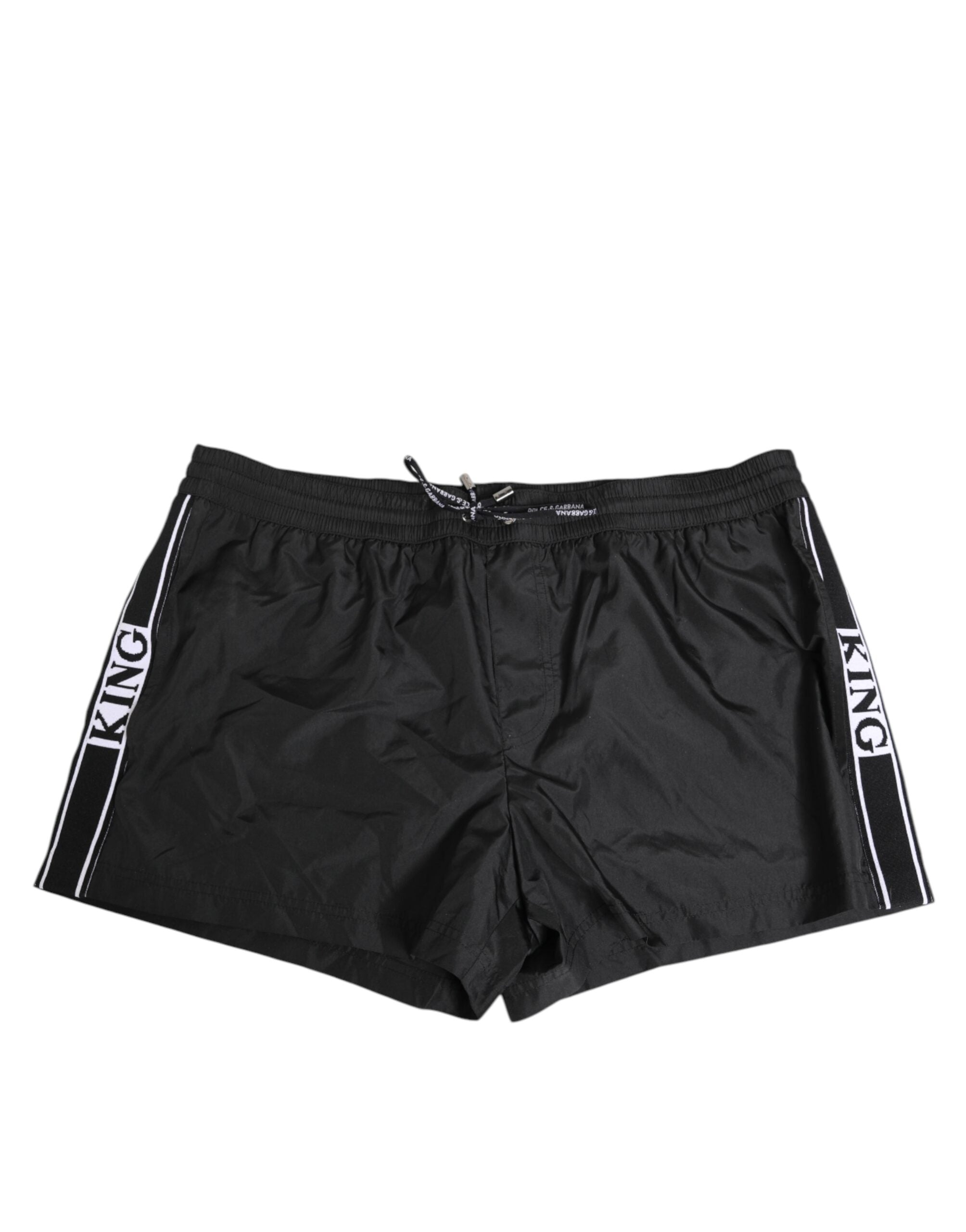 Black Nylon KING Sideband Men Boxer Shorts Swimwear - ventzia