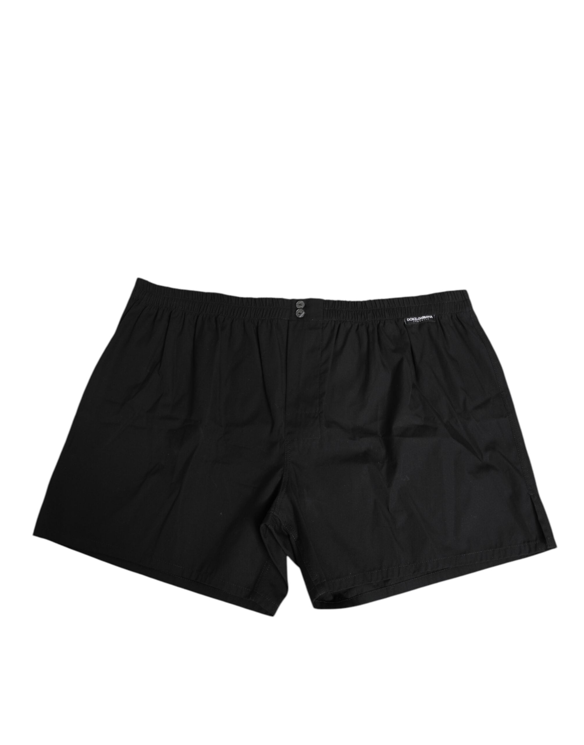 Black Cotton Elastic Waistband Button Swimwear - ventzia