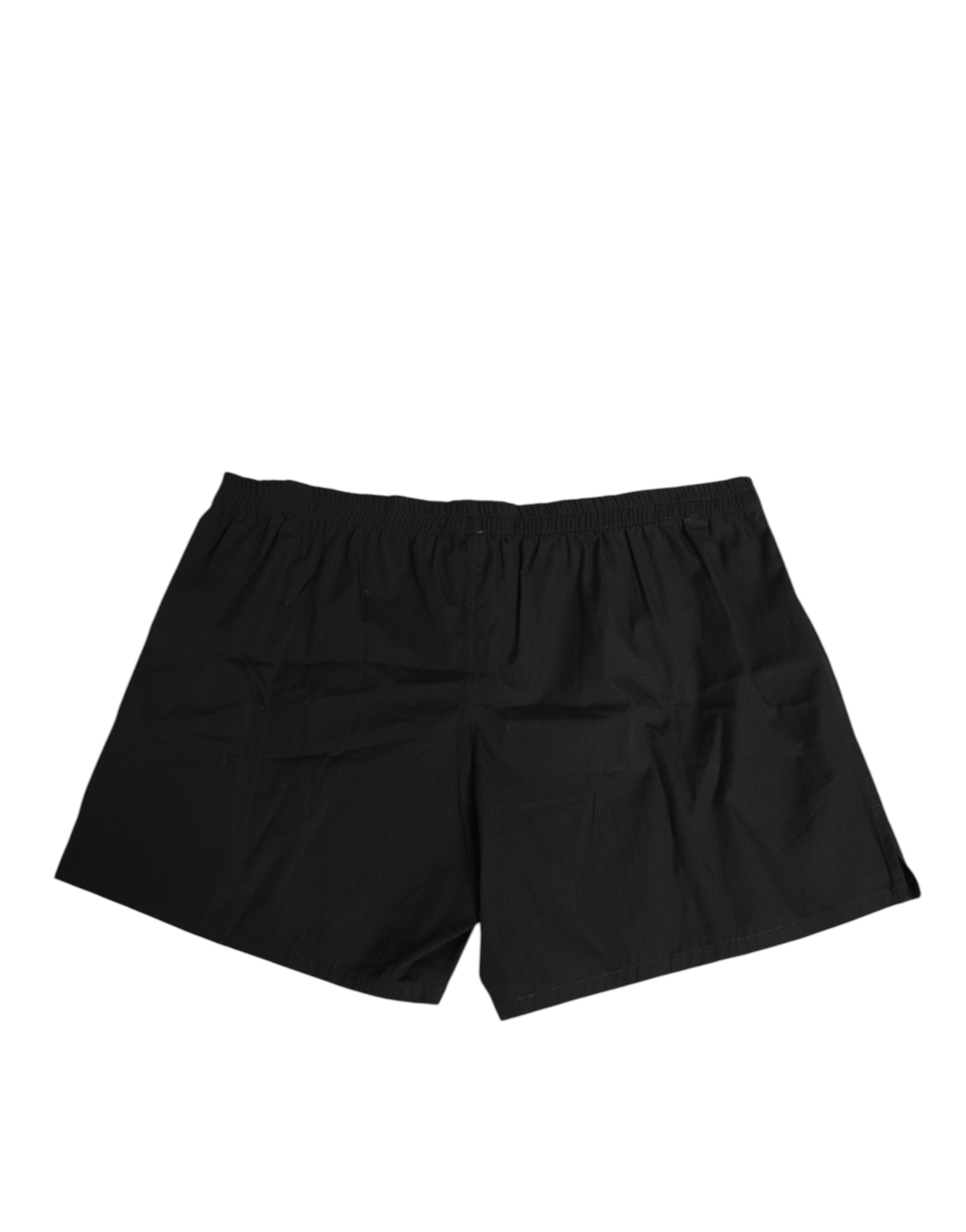 Black Cotton Elastic Waistband Button Swimwear - ventzia