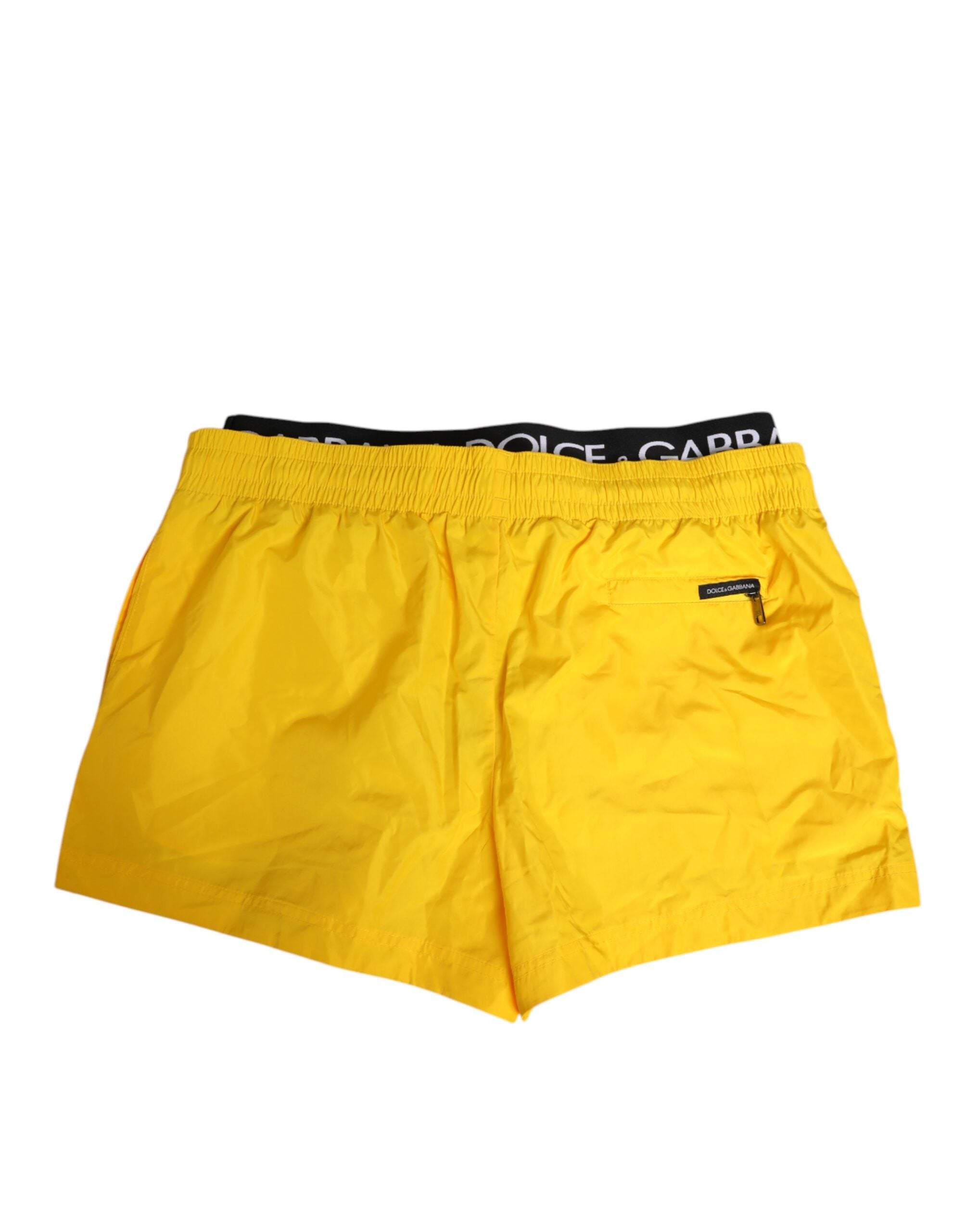 Yellow Drawstring Beachwear Men Shorts Swimwear - ventzia