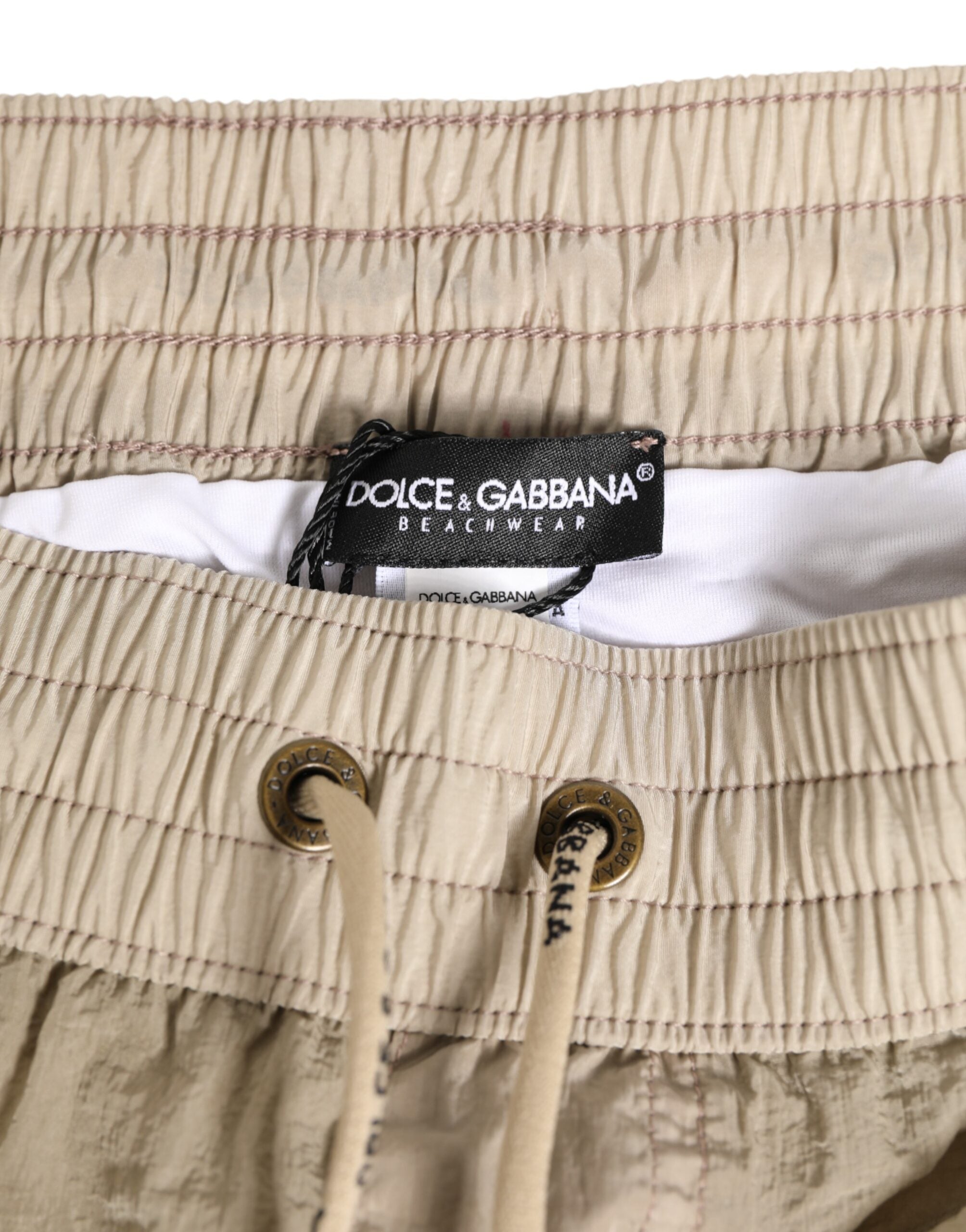 Beige Nylon Beachwear Men Boxer Short Swimwear - ventzia