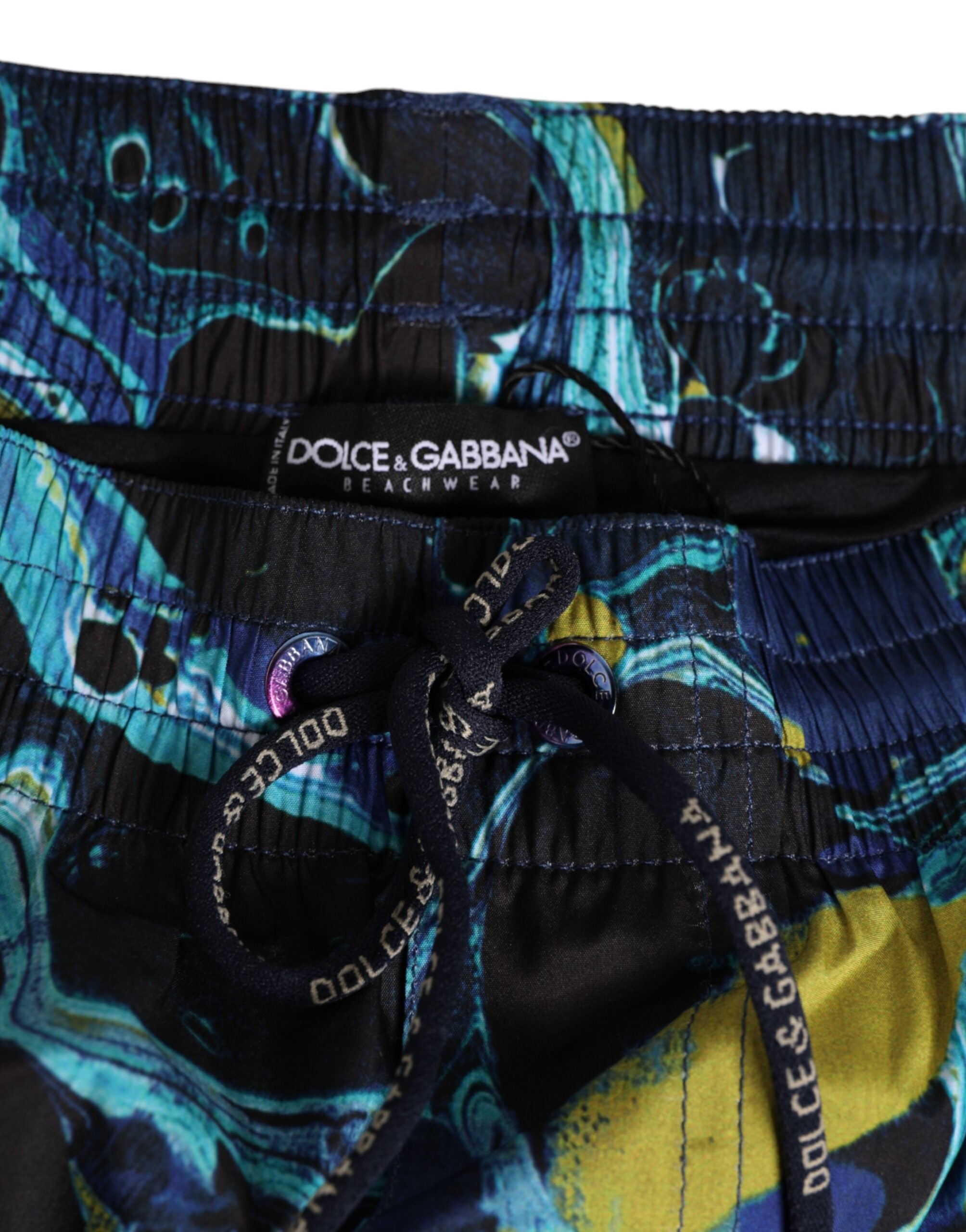 Blue Marble Print Logo Men Boxer Short Swimwear - ventzia