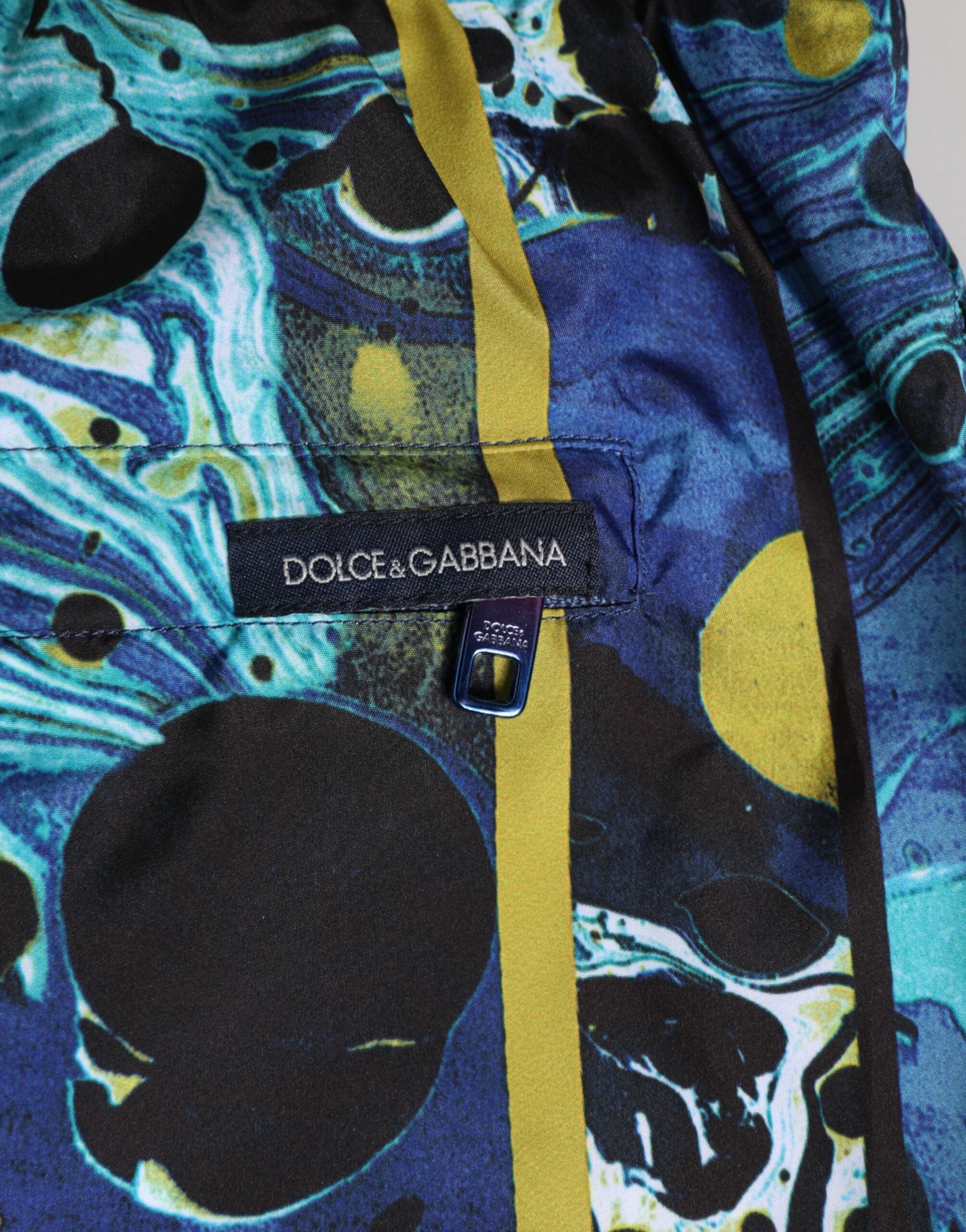 Blue Marble Print Logo Men Boxer Short Swimwear - ventzia