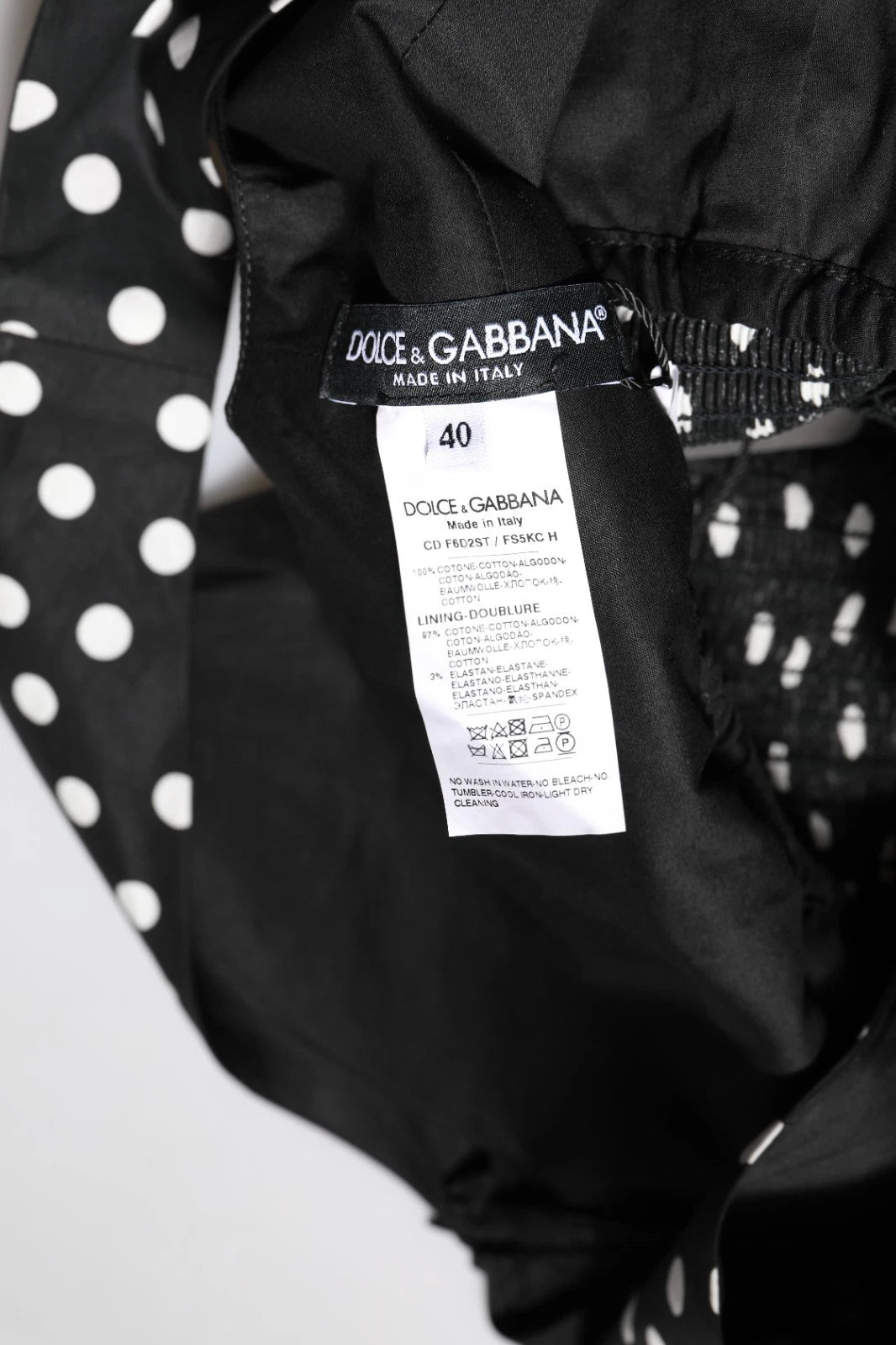 Black White Cotton Polka Dot Print V Neck Dress - ventzia