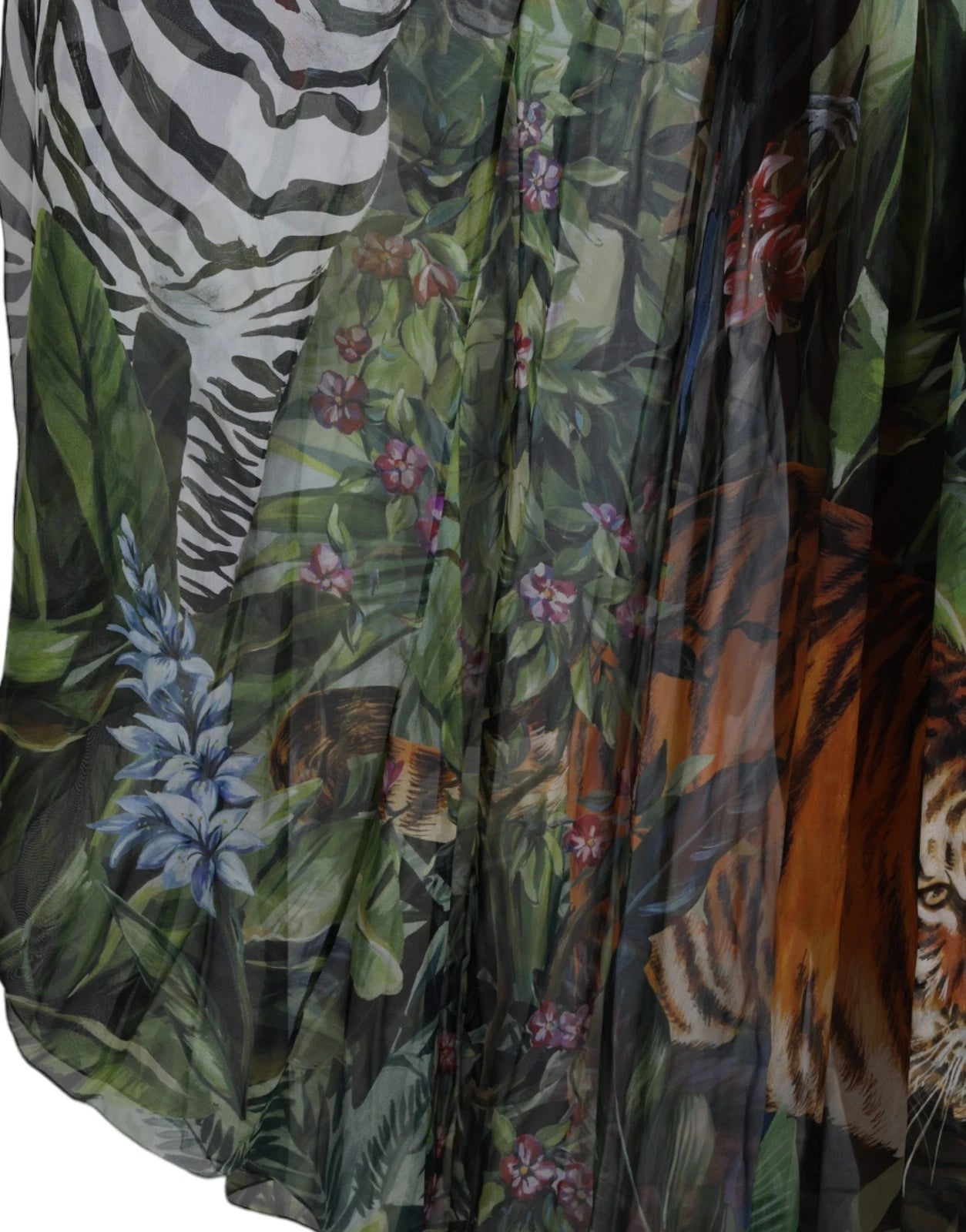 Multicolor Silk Jungle Print Women Maxi Dress - ventzia
