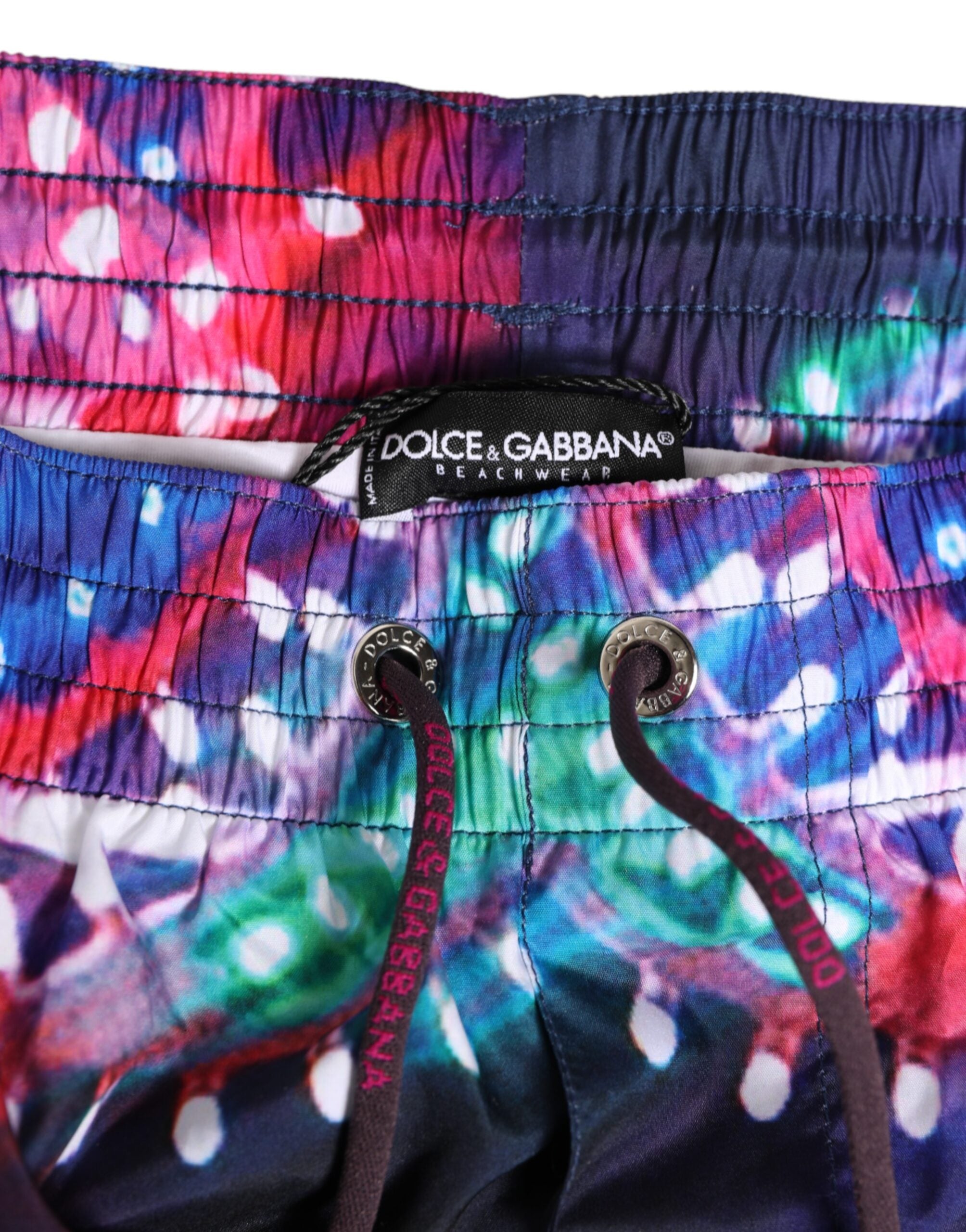 Multicolor Neon Print Polyester Shorts Swimwear - ventzia