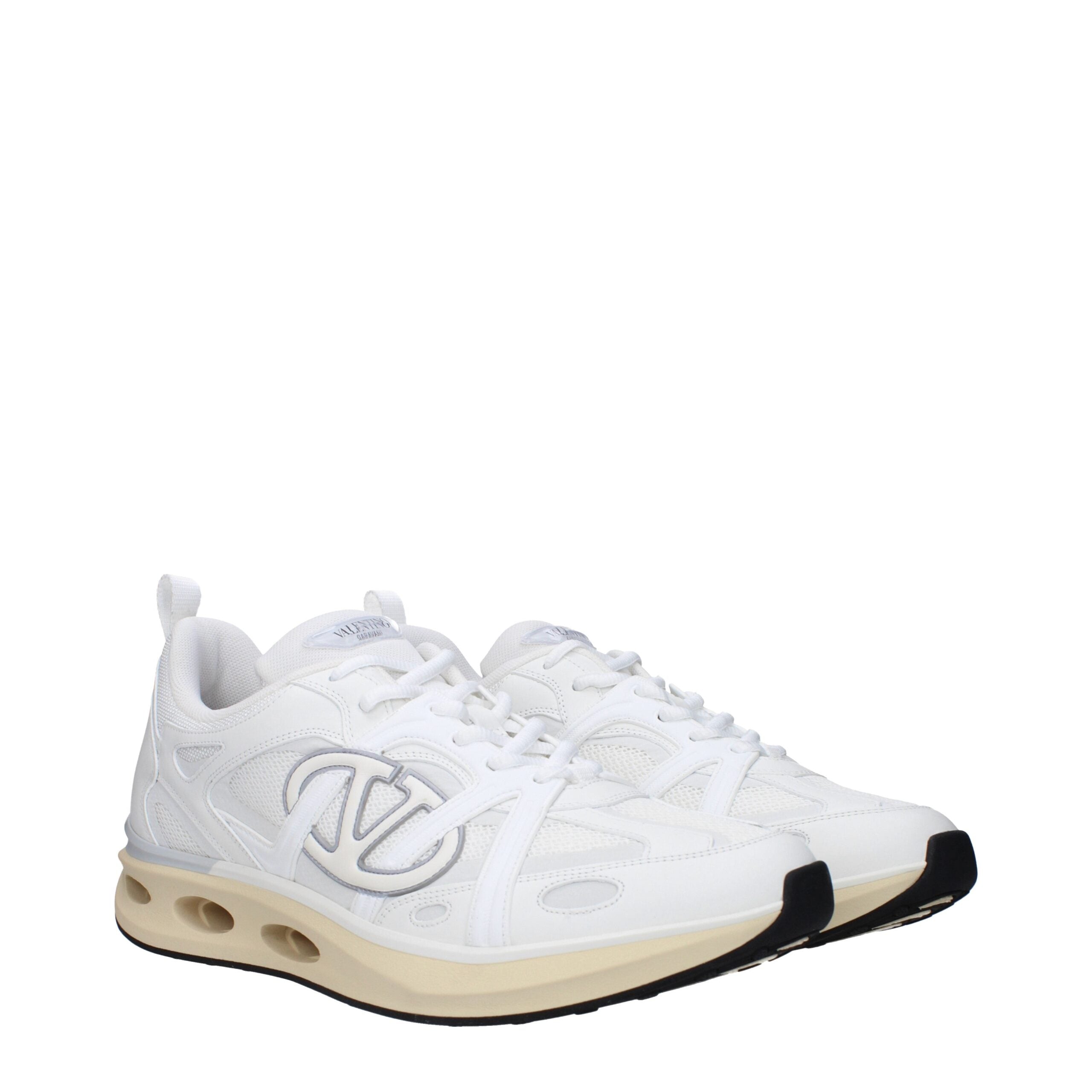 White Fabric Athletic Sneakers - ventzia