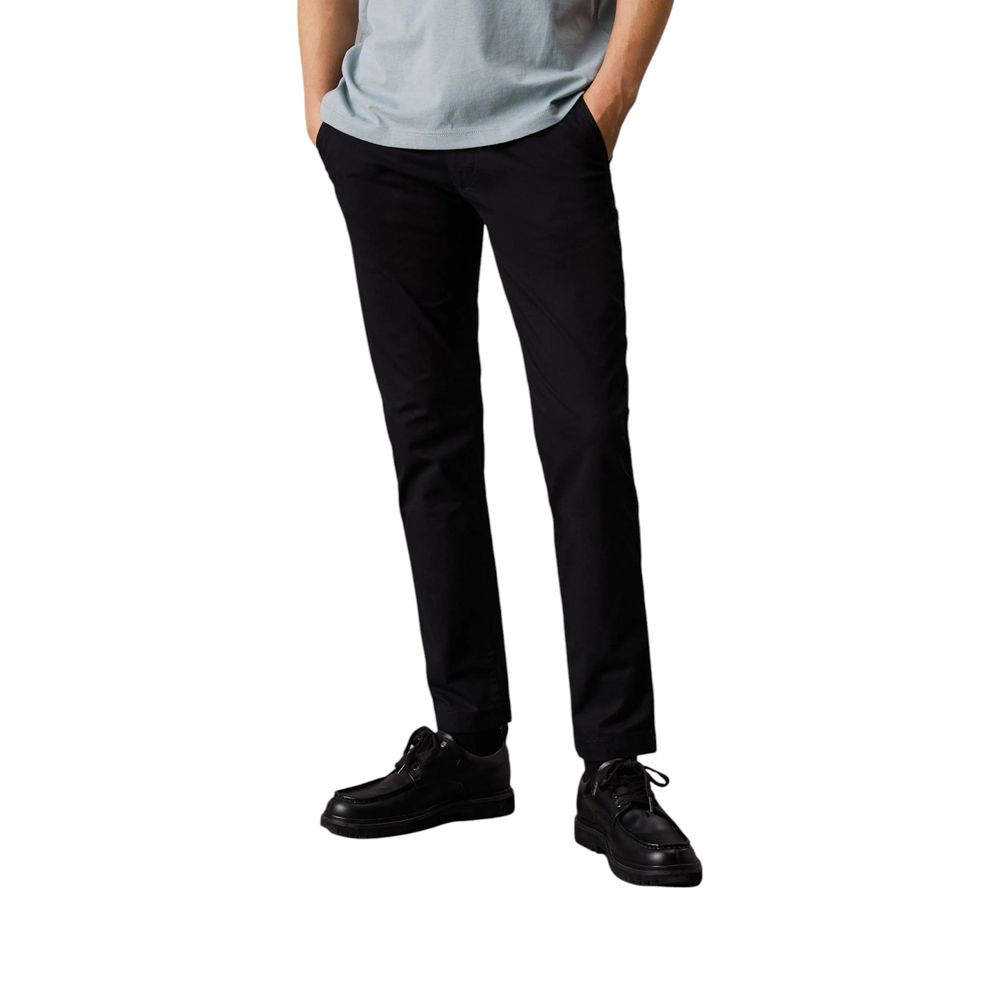 Black Recycled Cotton Chino Pants - ventzia
