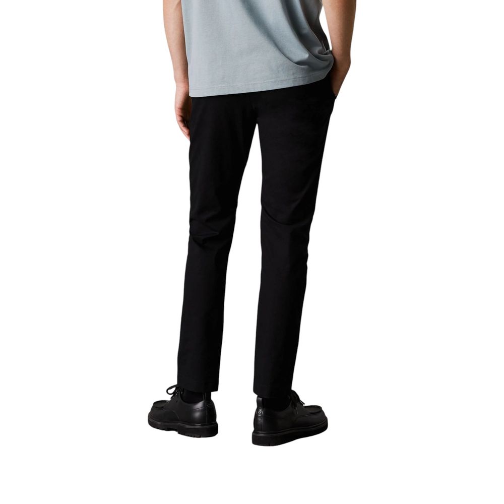 Black Recycled Cotton Chino Pants - ventzia