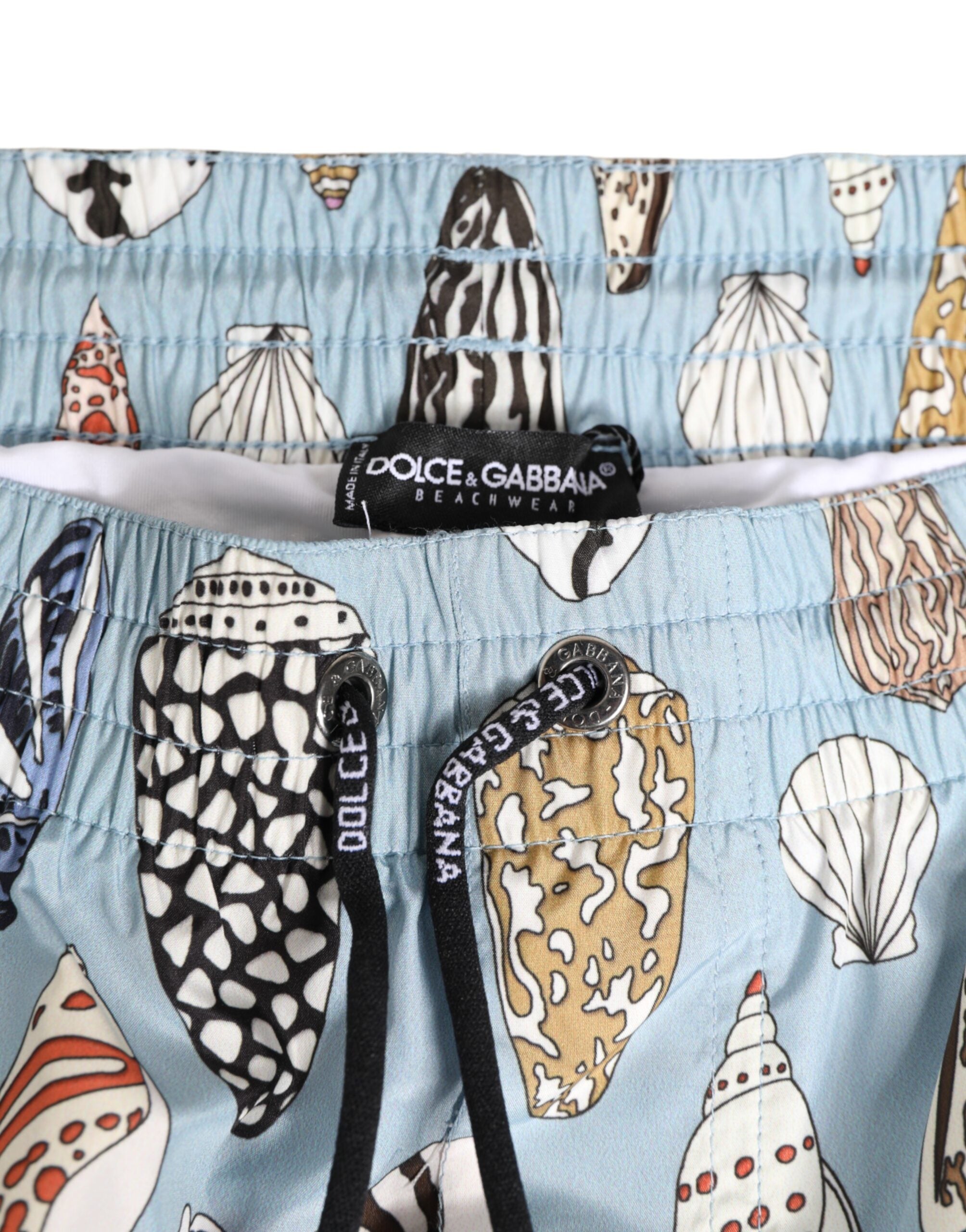 Blue Seashell Print Nylon Men Shorts Swimwear - ventzia
