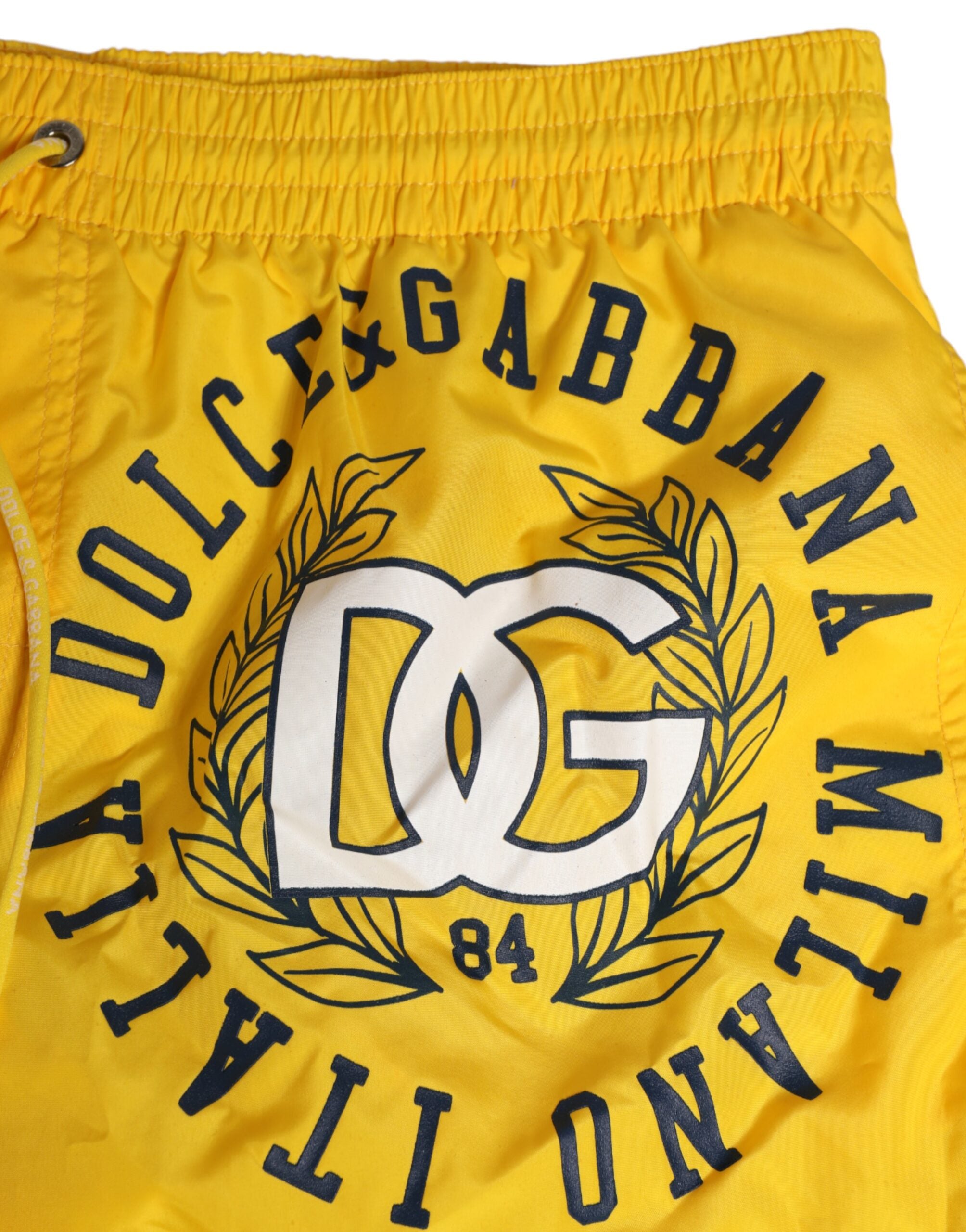 Yellow Nylon Logo Print Men Boxer Short Swimwear - ventzia
