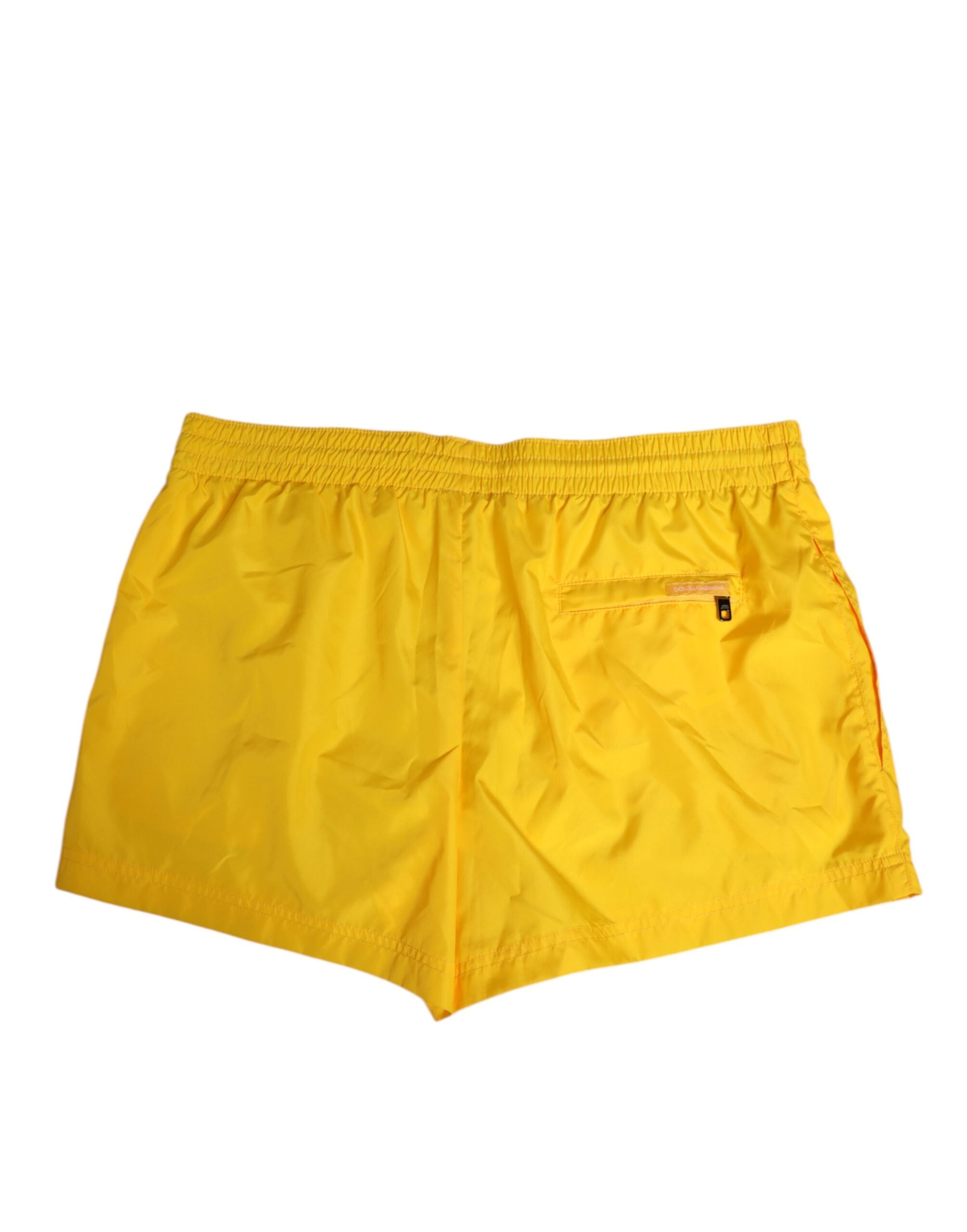 Yellow Nylon Logo Print Men Boxer Short Swimwear - ventzia