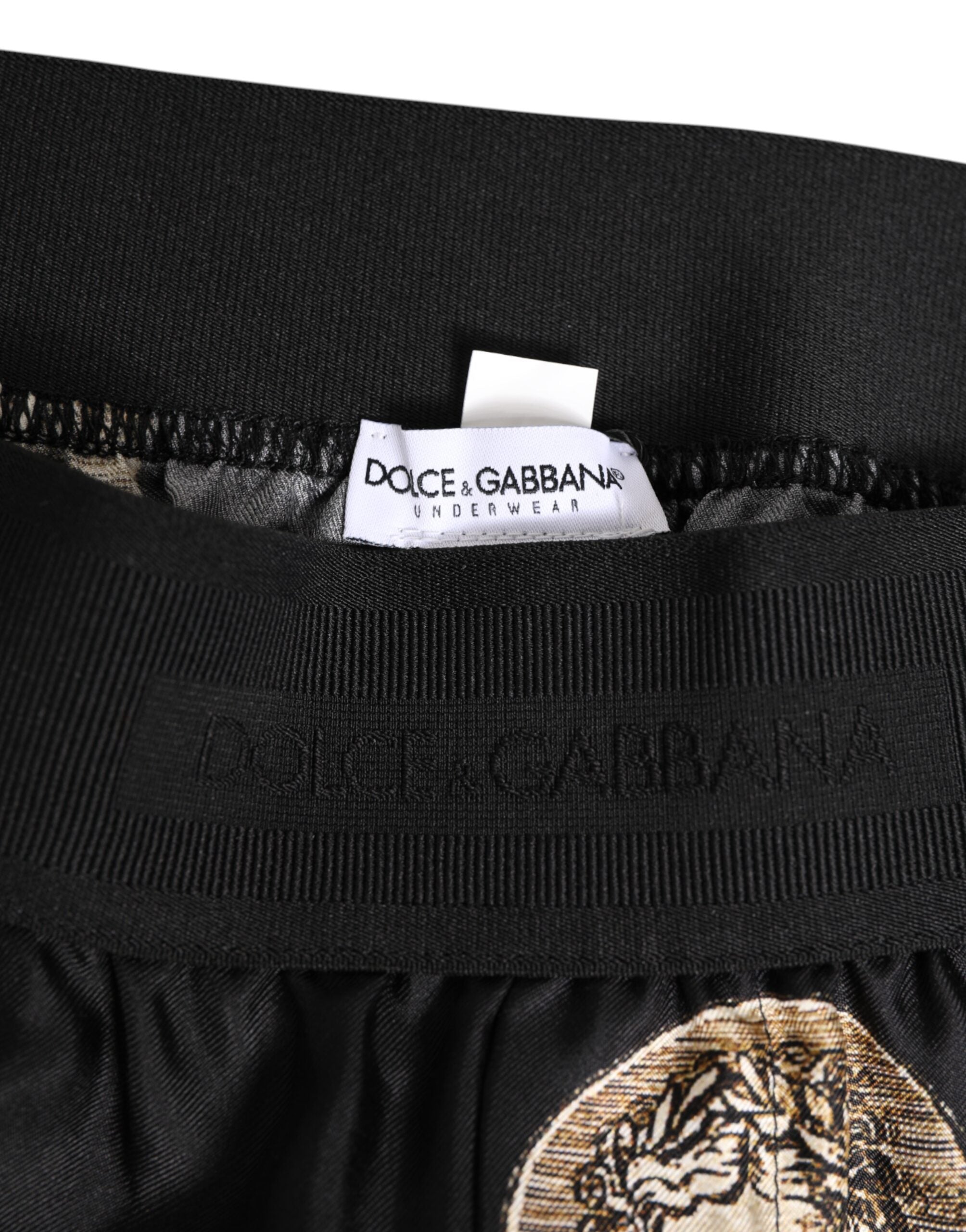 Black Silk Ancient Coin Print Boxer Short Swimwear - ventzia