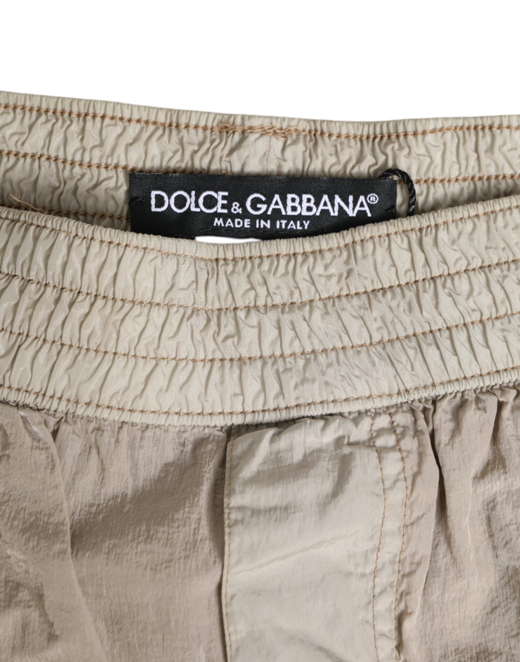 Beige Nylon Beachwear Men Boxer Short Swimwear - ventzia