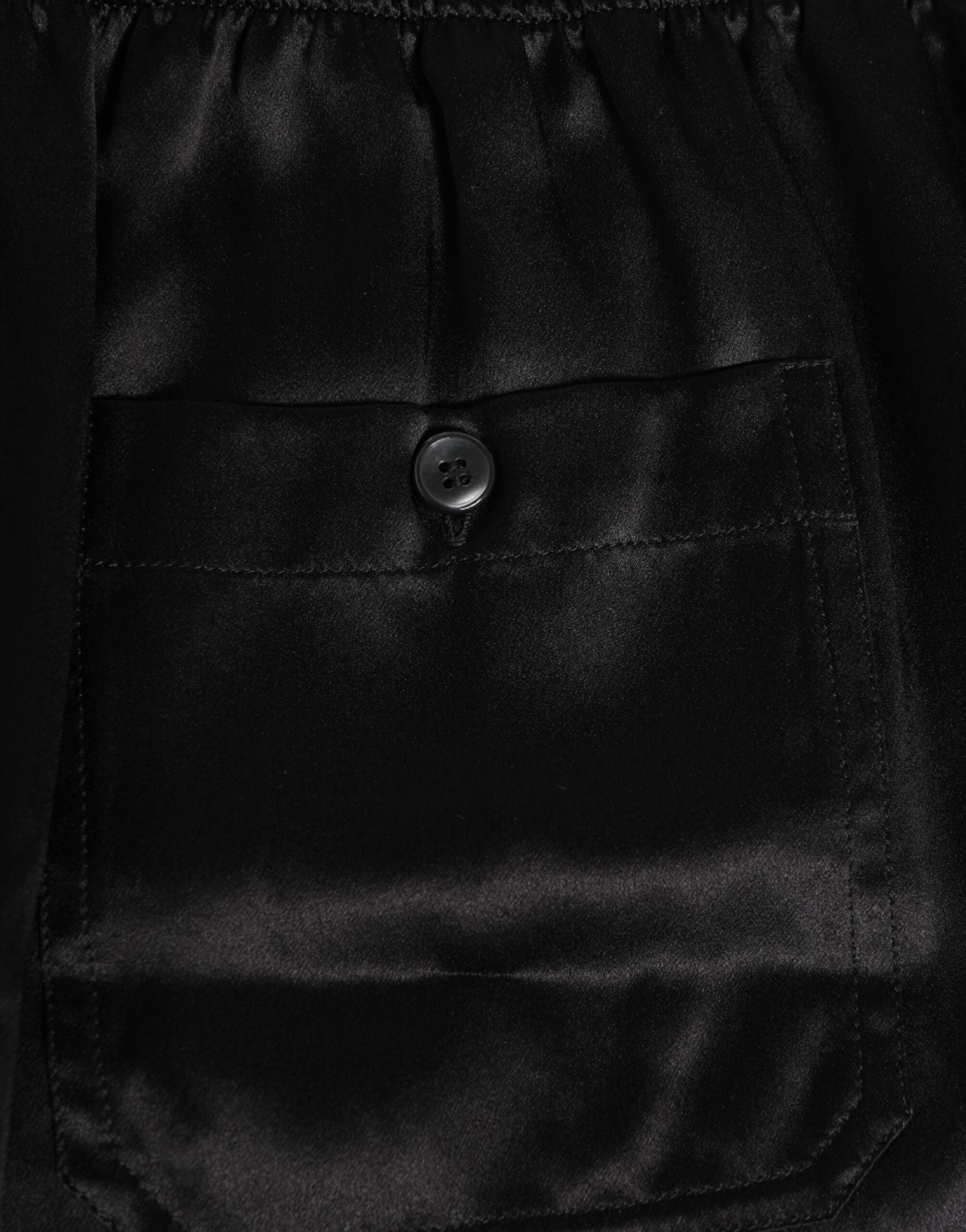Black Silk Satin Elastic Men Boxer Short Swimwear - ventzia