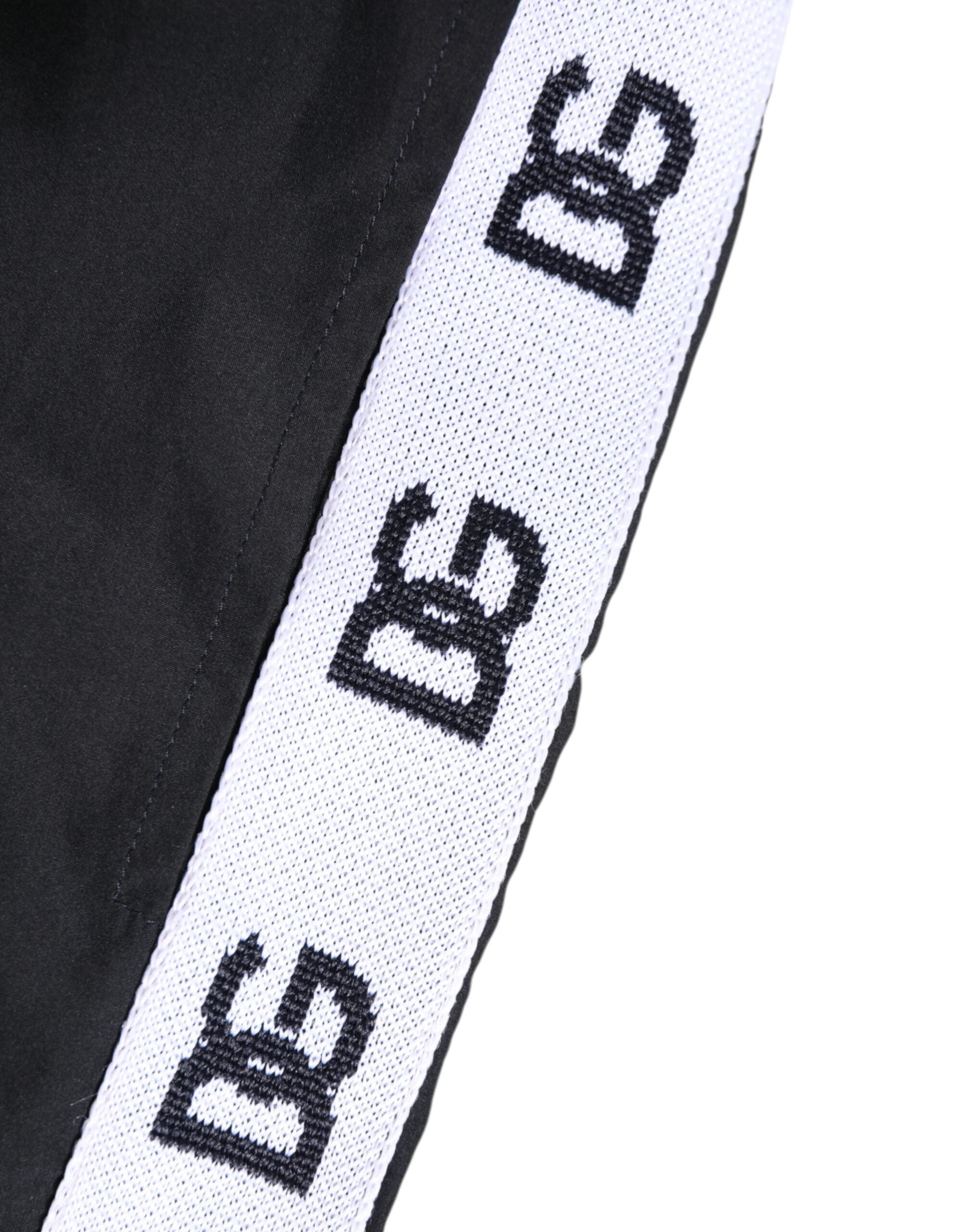 Black Nylon Side Logo Tape Shorts Swimwear - ventzia