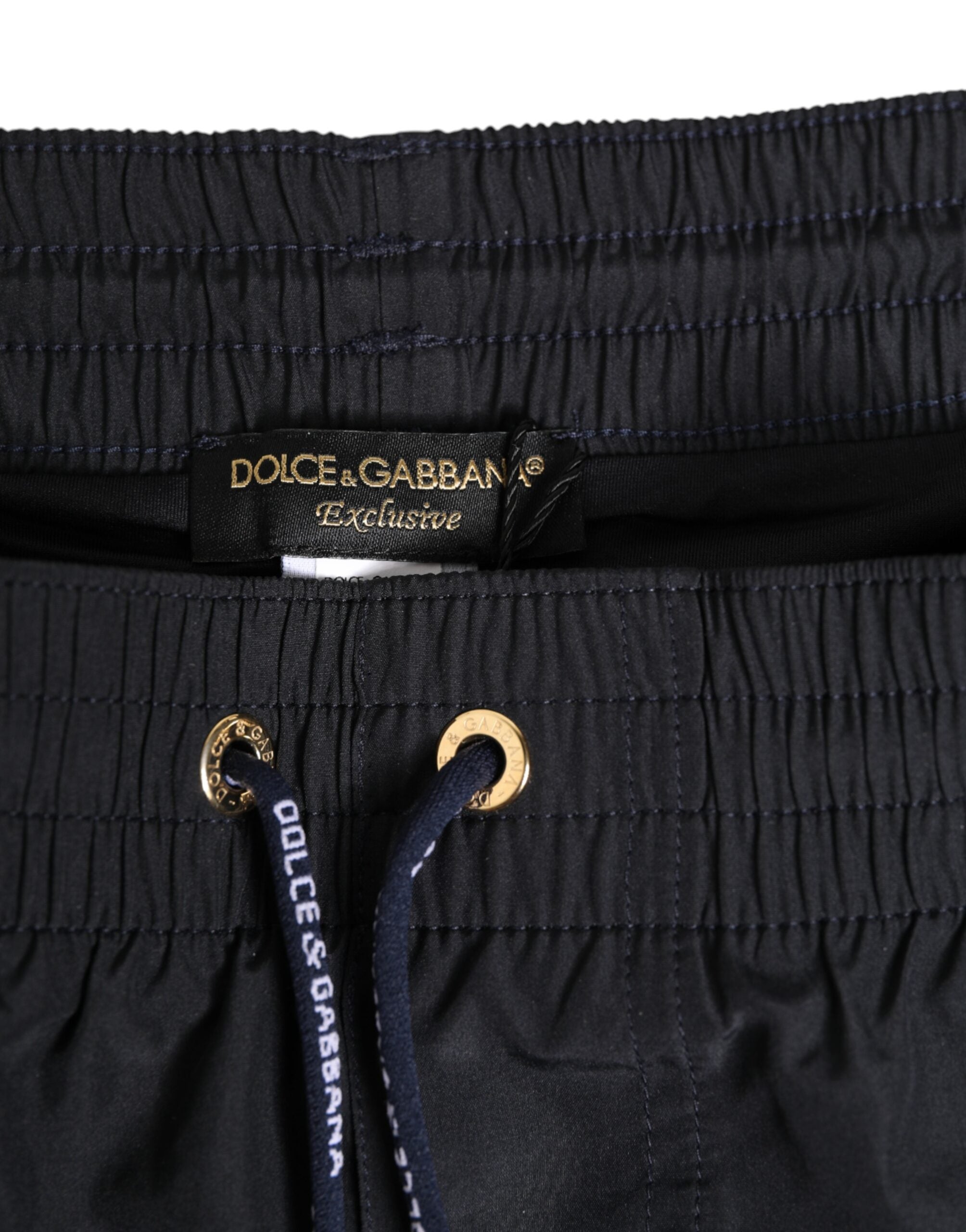 Black Nylon Side Logo Tape Shorts Swimwear - ventzia