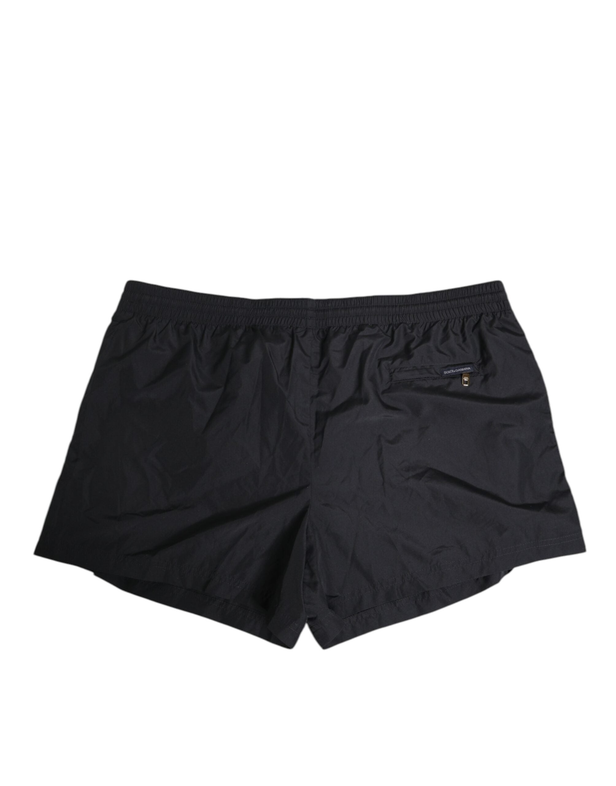 Black Nylon Side Logo Tape Shorts Swimwear - ventzia