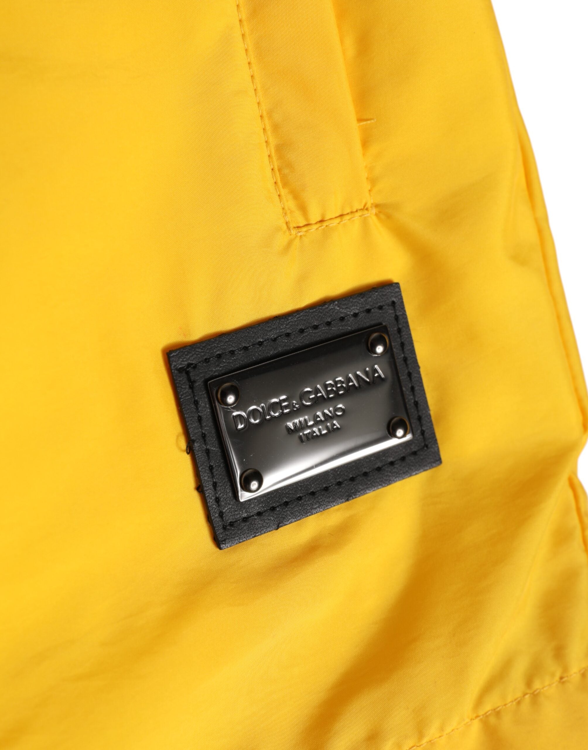 Yellow Nylon Logo Plaque Boxer Shorts Swimwear - ventzia